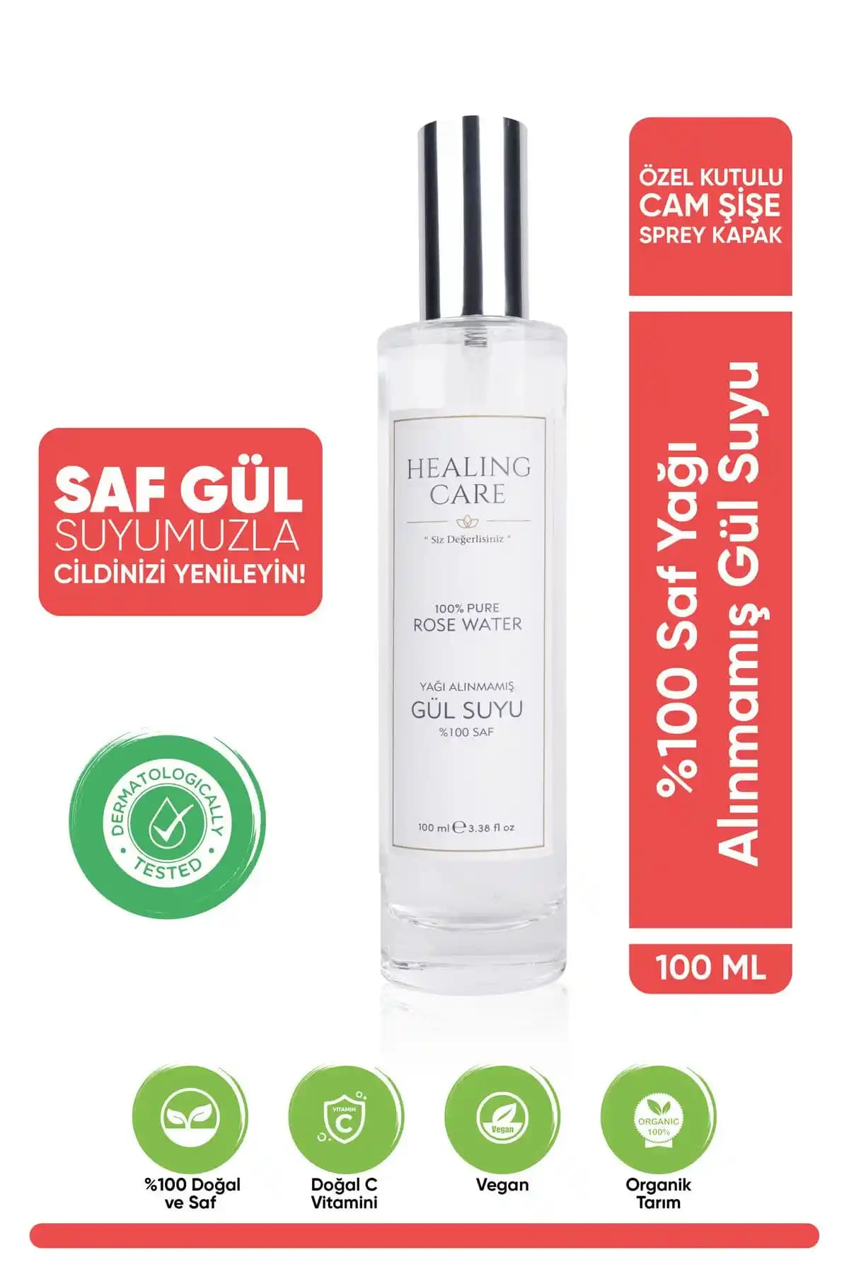 Healing Care Saf Gül Suyu: Doğal ve Çok Yönlü Güzellik ve Bakım Ürünü