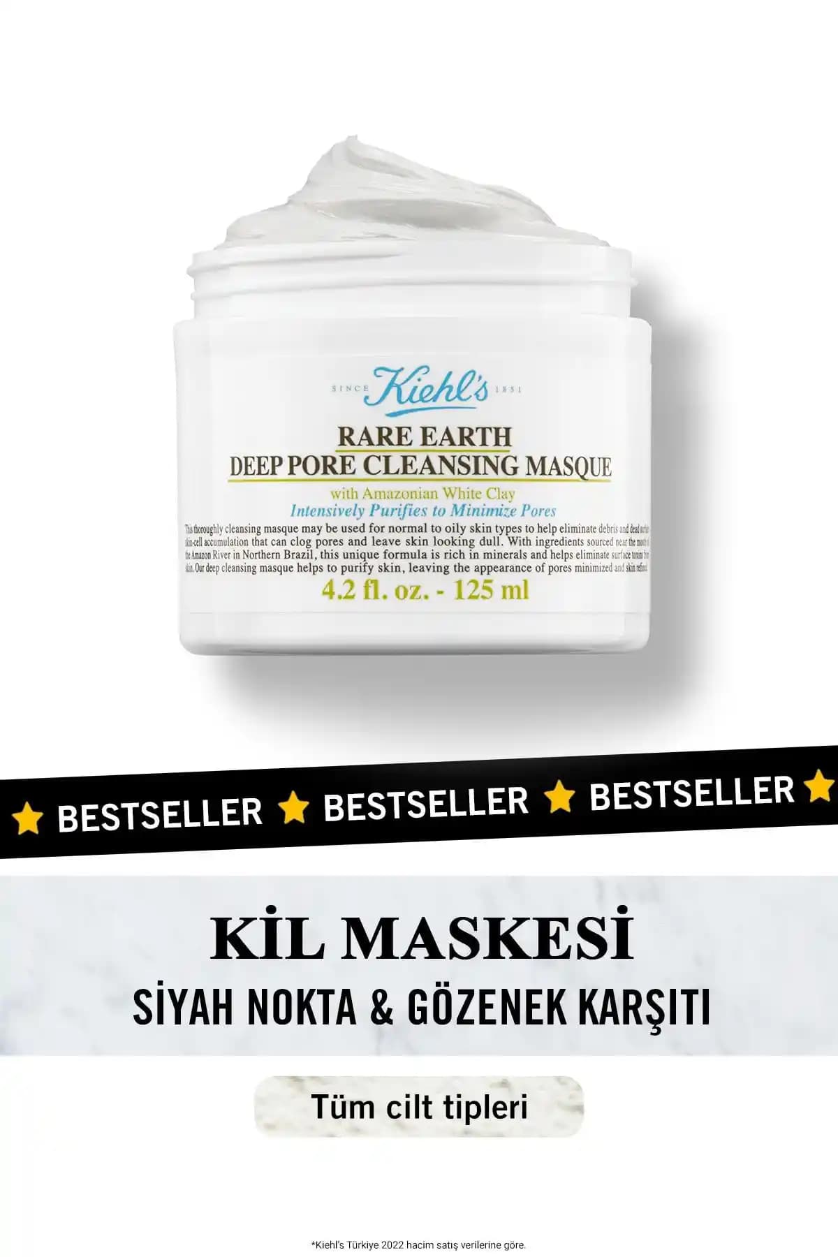 Kiehl's Rare Earth Kil Maskesi Siyah Nokta ve Gözenekleri Derinlemesine Arındırıcı