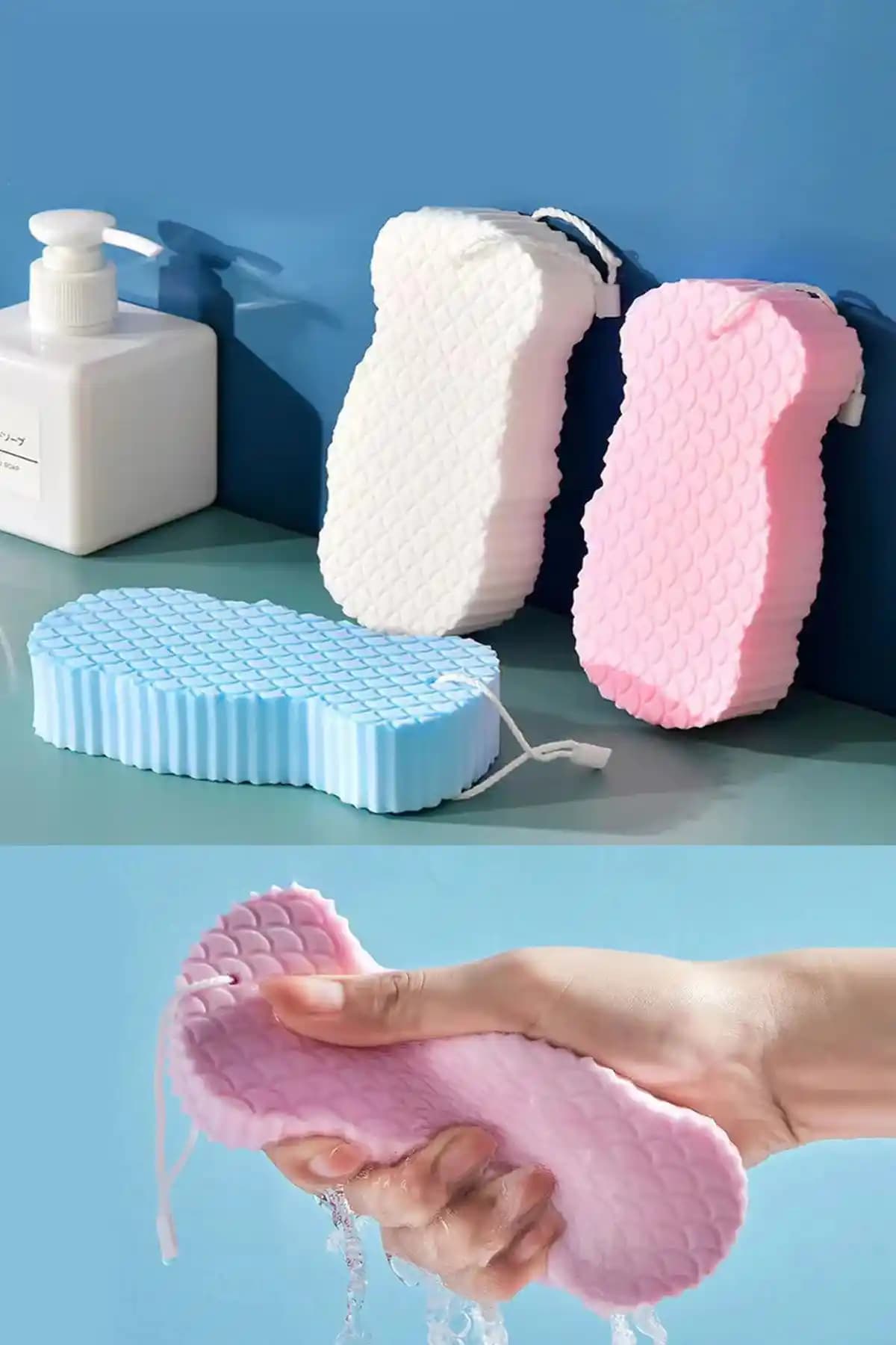 KUSTAR 3D Sihirli Ultra Soft Yumuşak Banyo Duş Süngeri Temizlik ve Konfor Sağlar