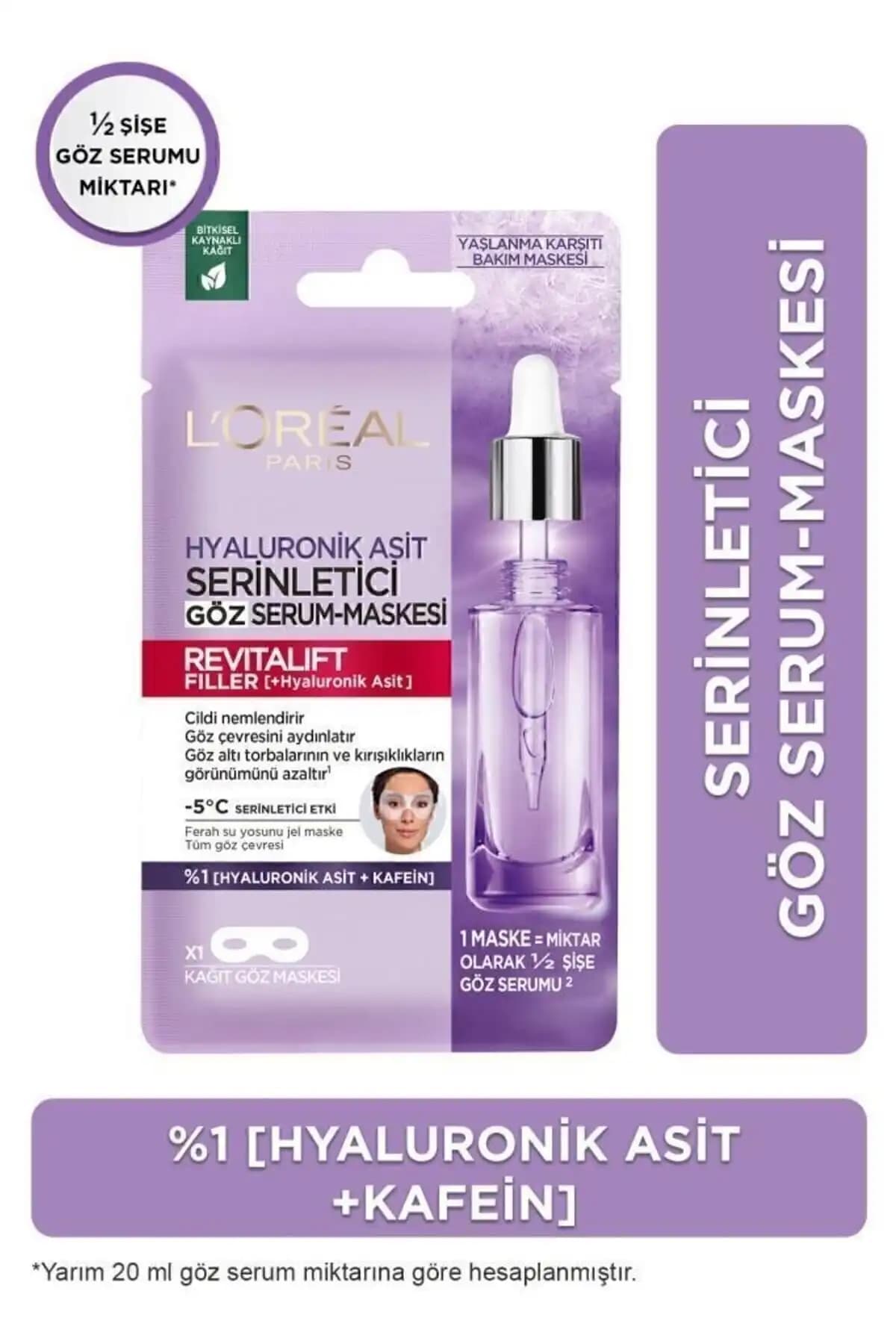 L'Oreal Paris Revitalift Filler Serinletici Göz Serum Maskesi: Nemlendirme ve Ferahlatıcı Etkili Bakım