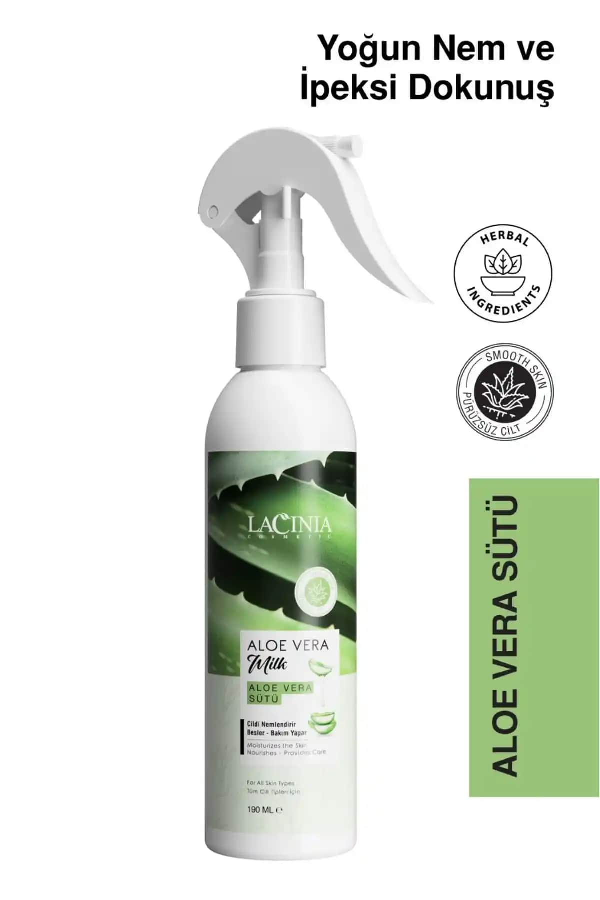 Lacinia Aloe Vera Sütü 190ml Cilt Bakım Spreyi Doğal Nemlendirme ve Yatıştırıcı Etkilerle
