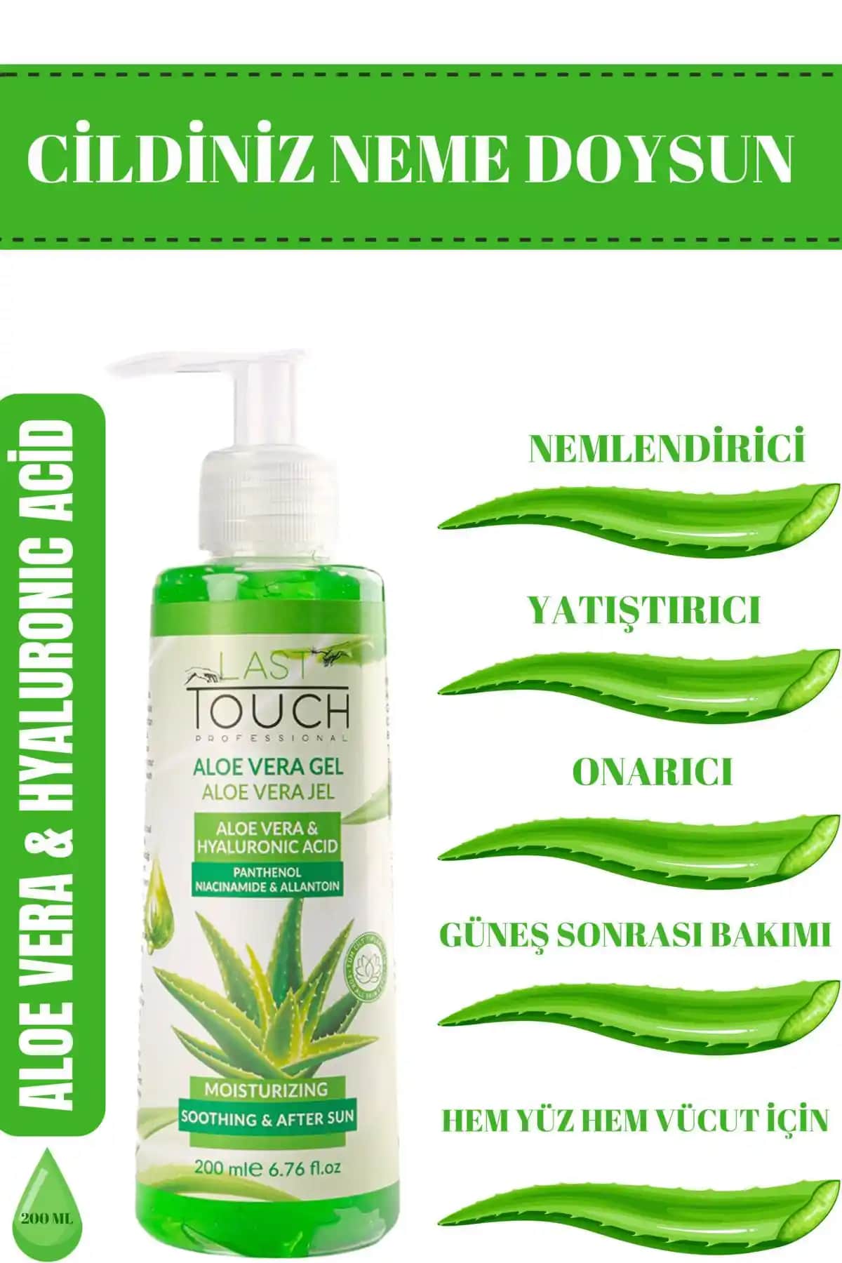 LAST TOUCH Aloe Vera Jel Güneş Sonrası Bakım İçin Doğal ve Etkili Nemlendirici Jel