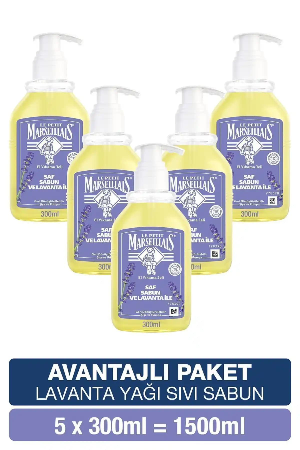 Le Petit Marseillais Lavanta Yağlı Doğal Sıvı Sabun 300 ml Setleri, Güçlü Temizlik ve Ferahlatıcı Koku