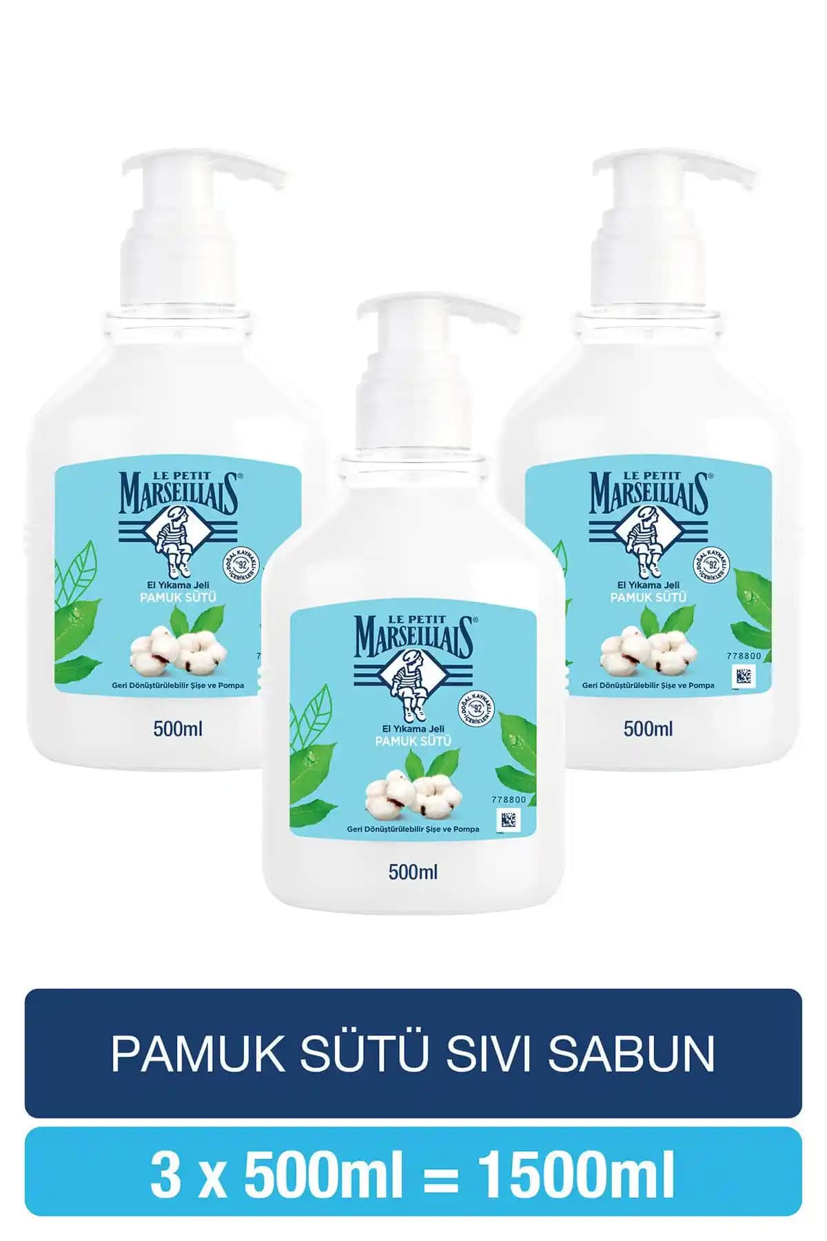 Le Petit Marseillais Pamuk Sütü Sıvı Sabun Doğal Temizlik ve Cilt Bakımı Ürünü