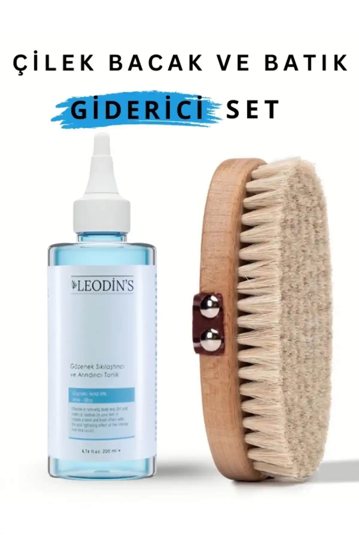 LEODİNS Doğal At Kılı Fırça ve Sıkılaştırıcı Tonik Seti ile Cilt Gelişimi