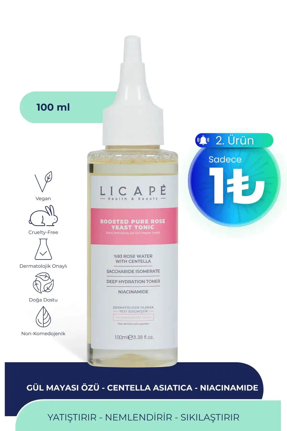 Licape Etkisini Artırmış Saf Gül Mayası Toniği 100ml Cilt Bakımında Doğal ve Hassas Ciltlere Uygun