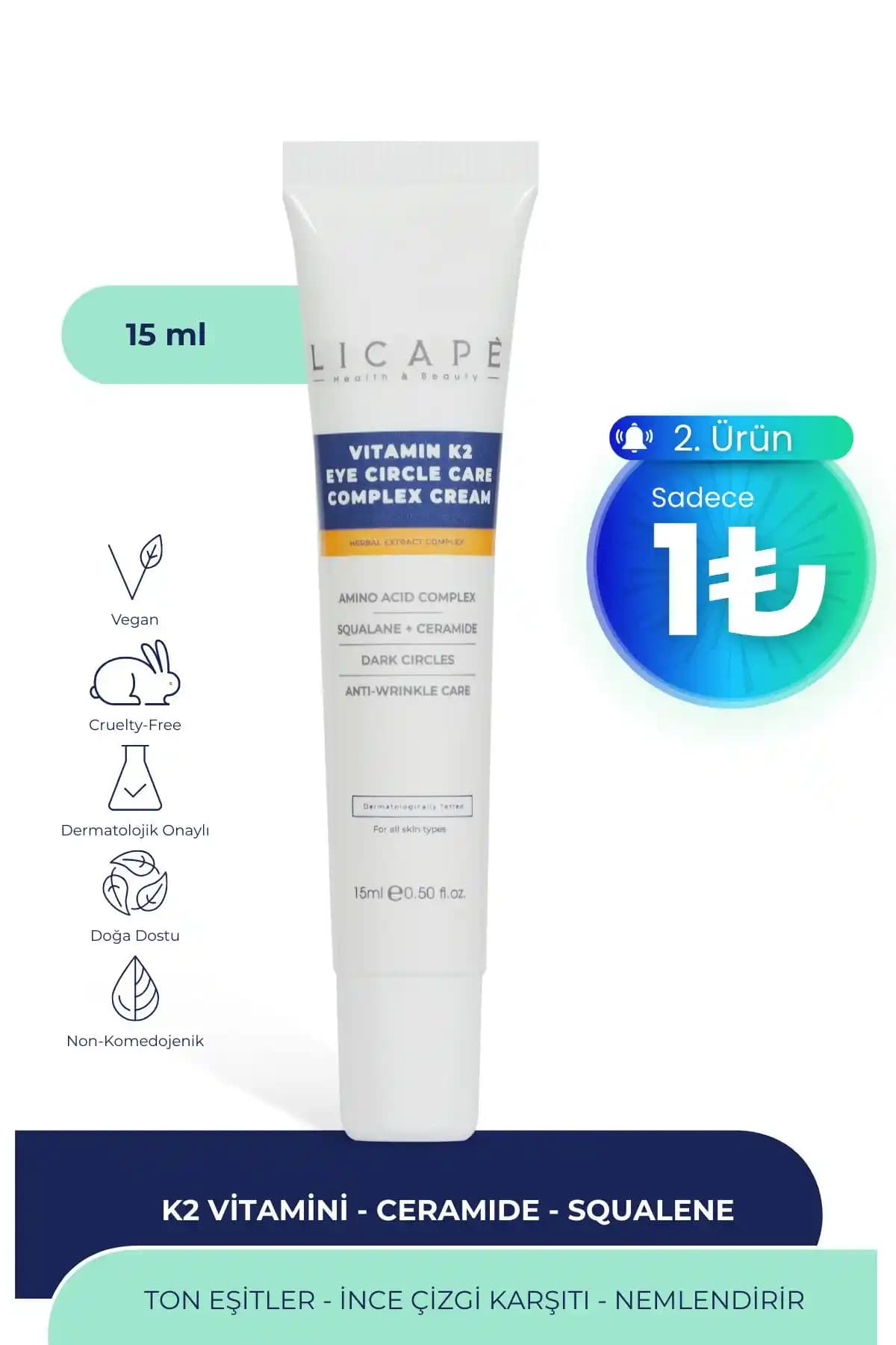 Licape Vitamin K2 Göz Çevresi Bakım Kremi: Nemlendirici ve Yaşlanma Karşıtı Etkili Formül