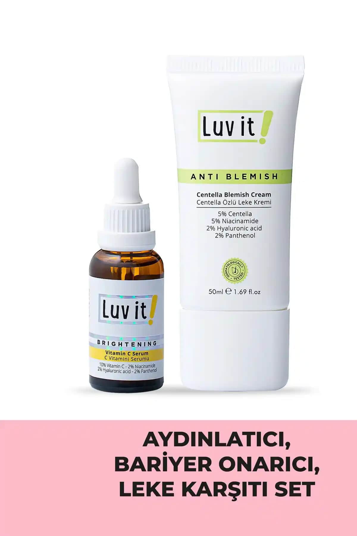 Luv it! C Vitamini Serumu ve Centella Özlü Leke Kremi ile Gelişmiş Cilt Bakım Seti
