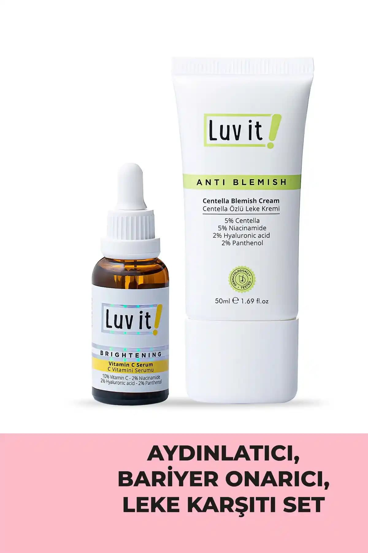 Luv it! C Vitamini Serumu ve Centella Özlü Leke Kremi ile Gelişmiş Cilt Bakım Seti