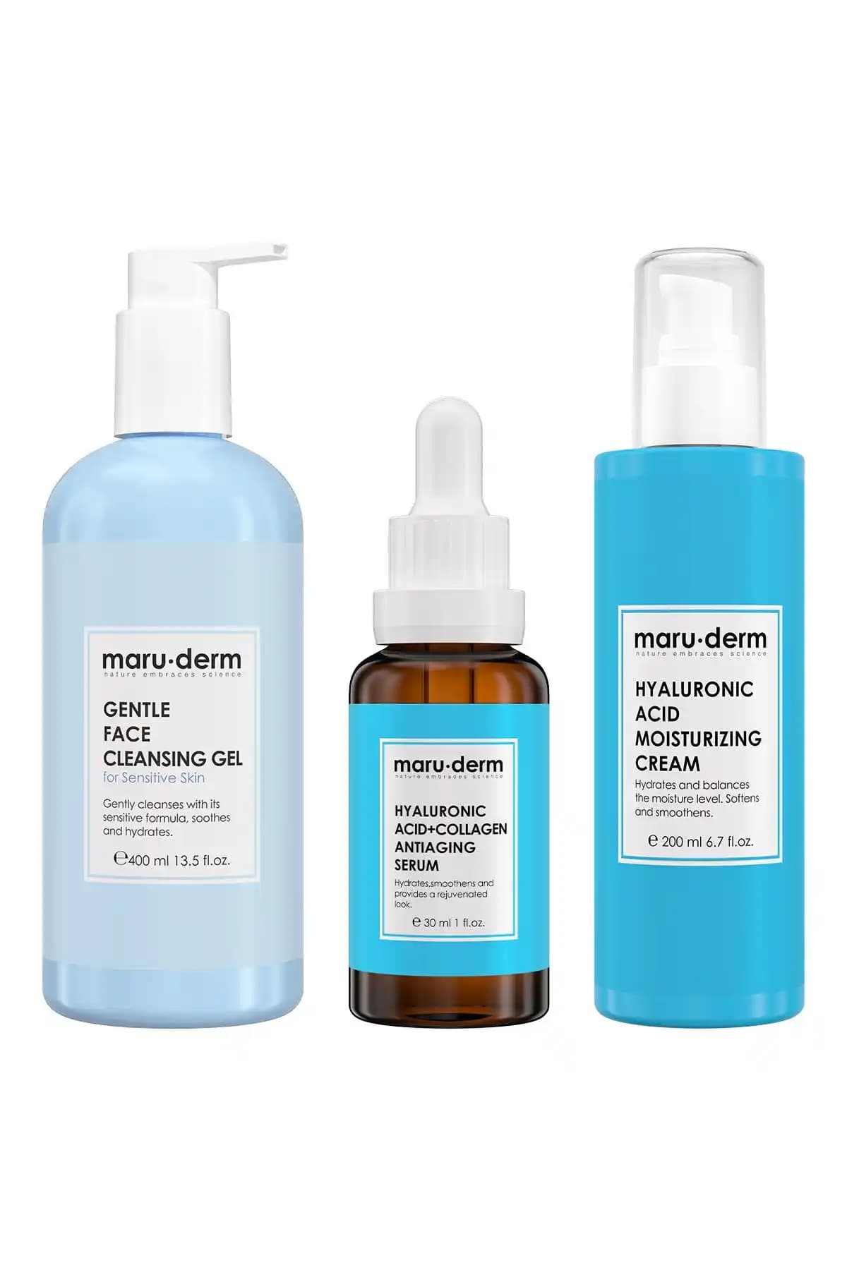 Maru.Derm 3'lü Cilt Bakım Seti: Nemlendirme ve Temizlikte Etkili Çözüm