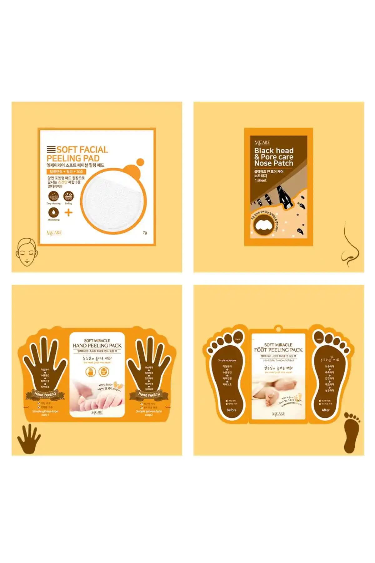 Mjcare 4'lü Peeling Seti: Cilt Temizliği ve Yenilenmesi İçin Pratik Çözüm