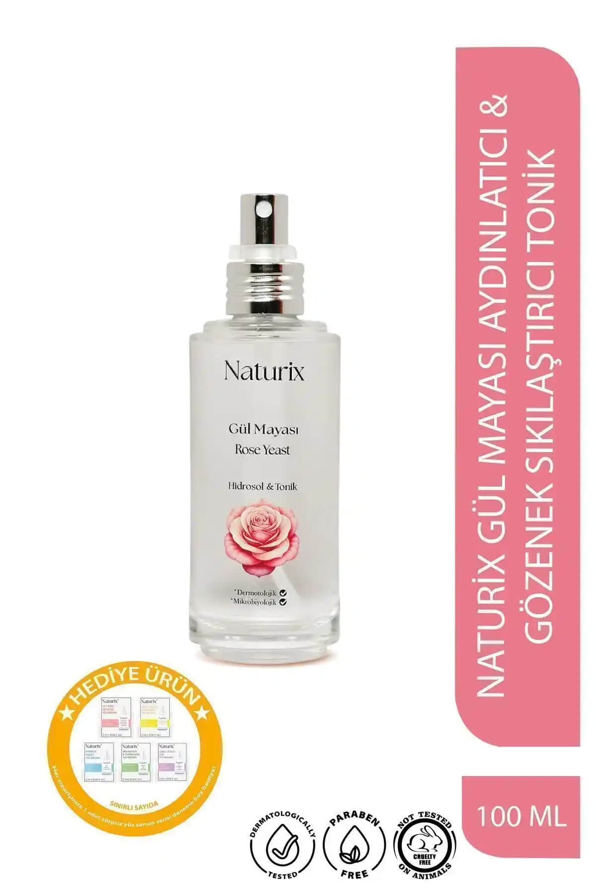 Naturix Gül Mayası Aydenlatıcı ve Gözenek Sıkılaştırıcı Tonik: Doğal ve Çok Yönlü Cilt Bakım Ürünü