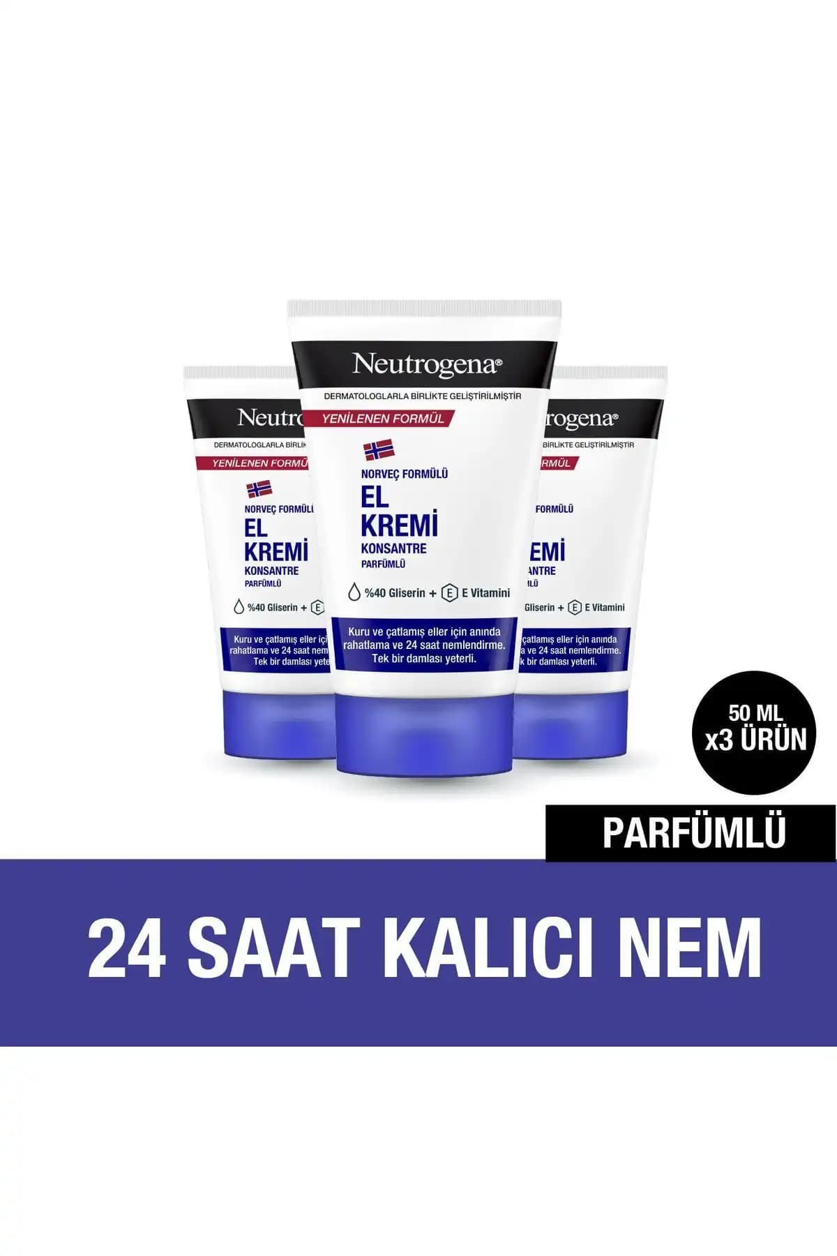 Neutrogena 50 ml Parfümlü El Kremi X3 Adet – Yoğun Nemlendirme ve Yumuşatıcı Etki