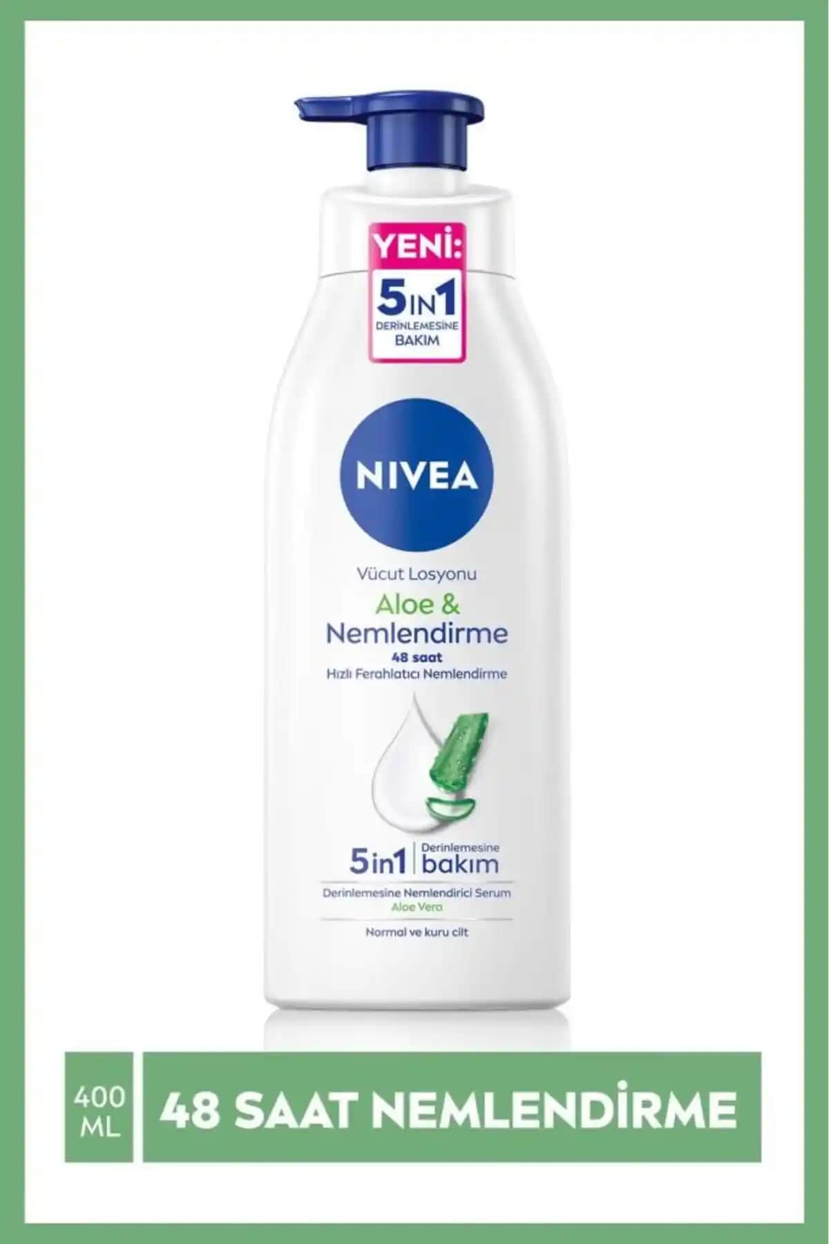 NIVEA Aloe Vera Nemlendirici Losyonu Kuru ve Hassas Ciltler İçin Güvenli Bakım Ürünü