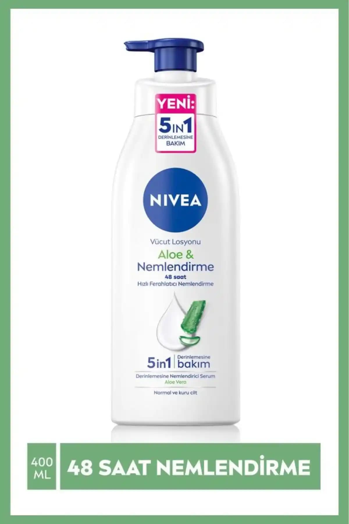 NIVEA Aloe Vera Nemlendirici Losyonu Kuru ve Hassas Ciltler İçin Güvenli Bakım Ürünü