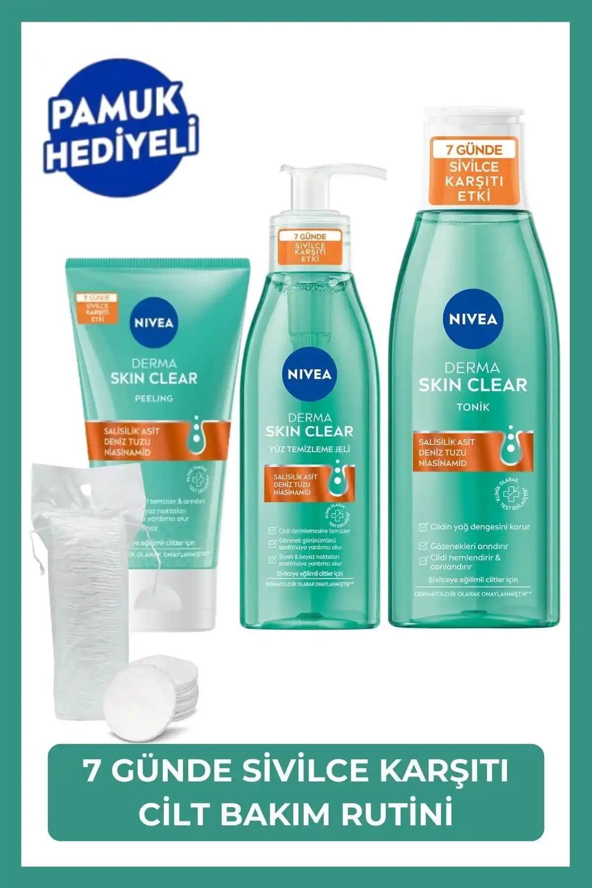 NIVEA Derma Skin Clear Sivilce Karşıtı Yüz Temizleme Seti ile Sağlıklı ve Parlak Cilt