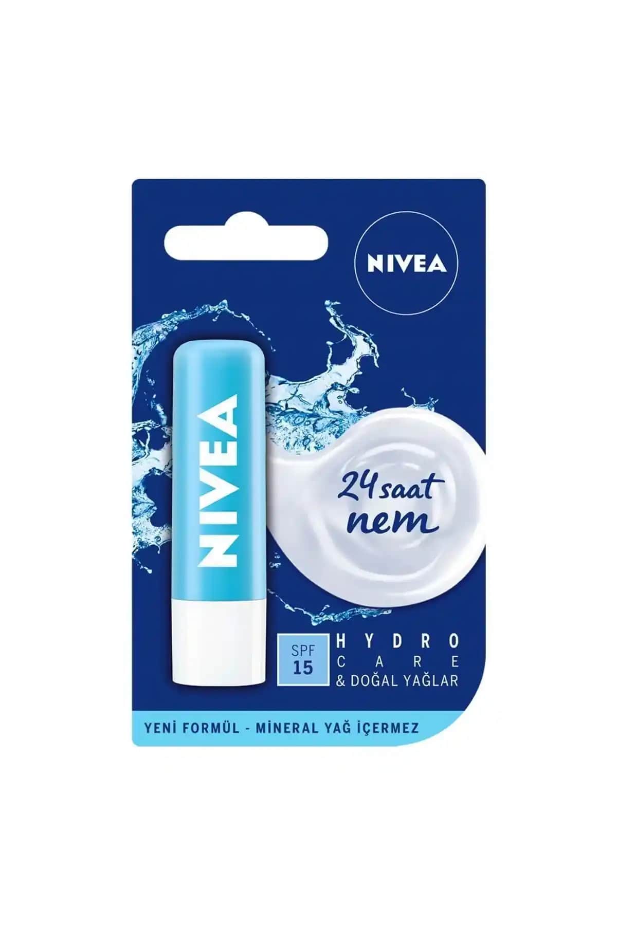 NIVEA Lip Stick Hydro Care 15 SPF Dudaklar İçin Nemlendiren ve Güneş Koruyucu Krem