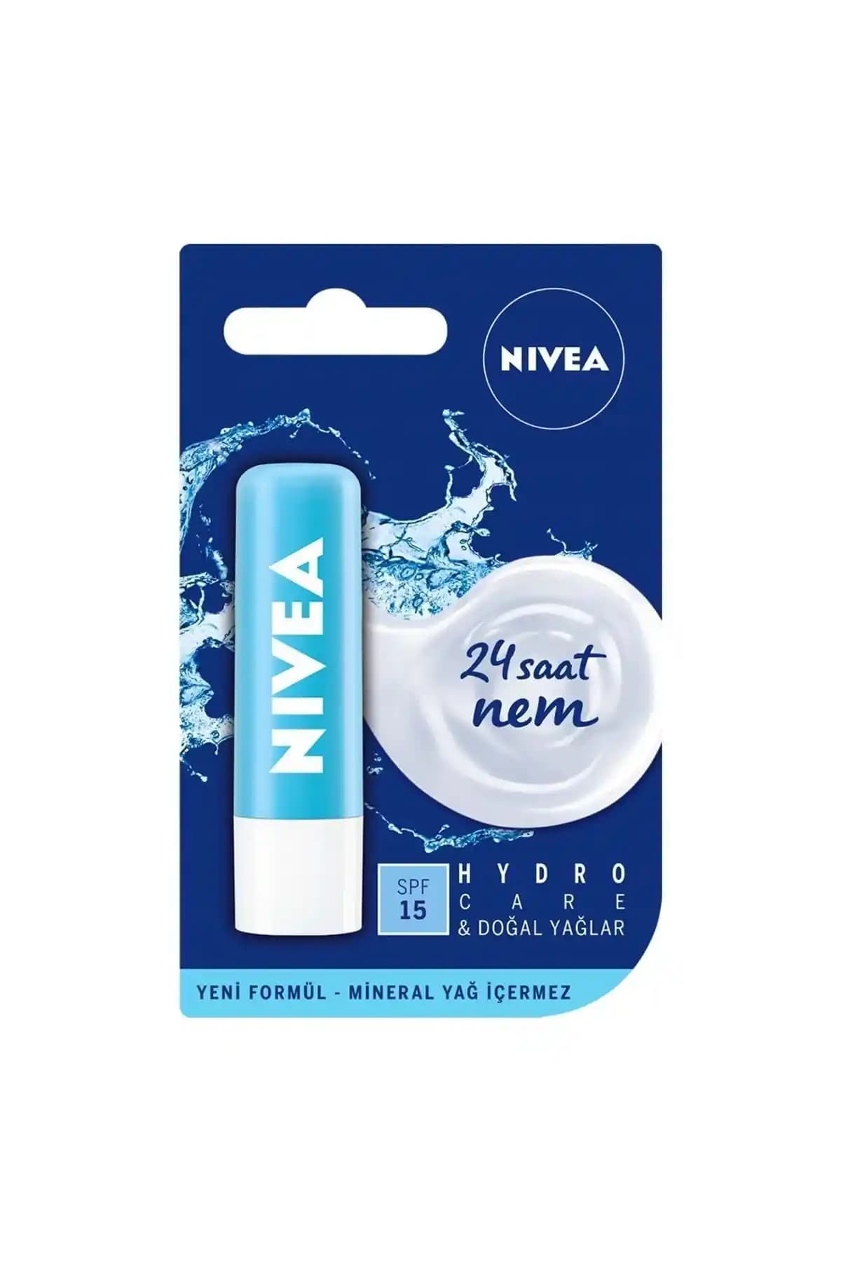 NIVEA Lip Stick Hydro Care 15 SPF Dudaklar İçin Nemlendiren ve Güneş Koruyucu Krem