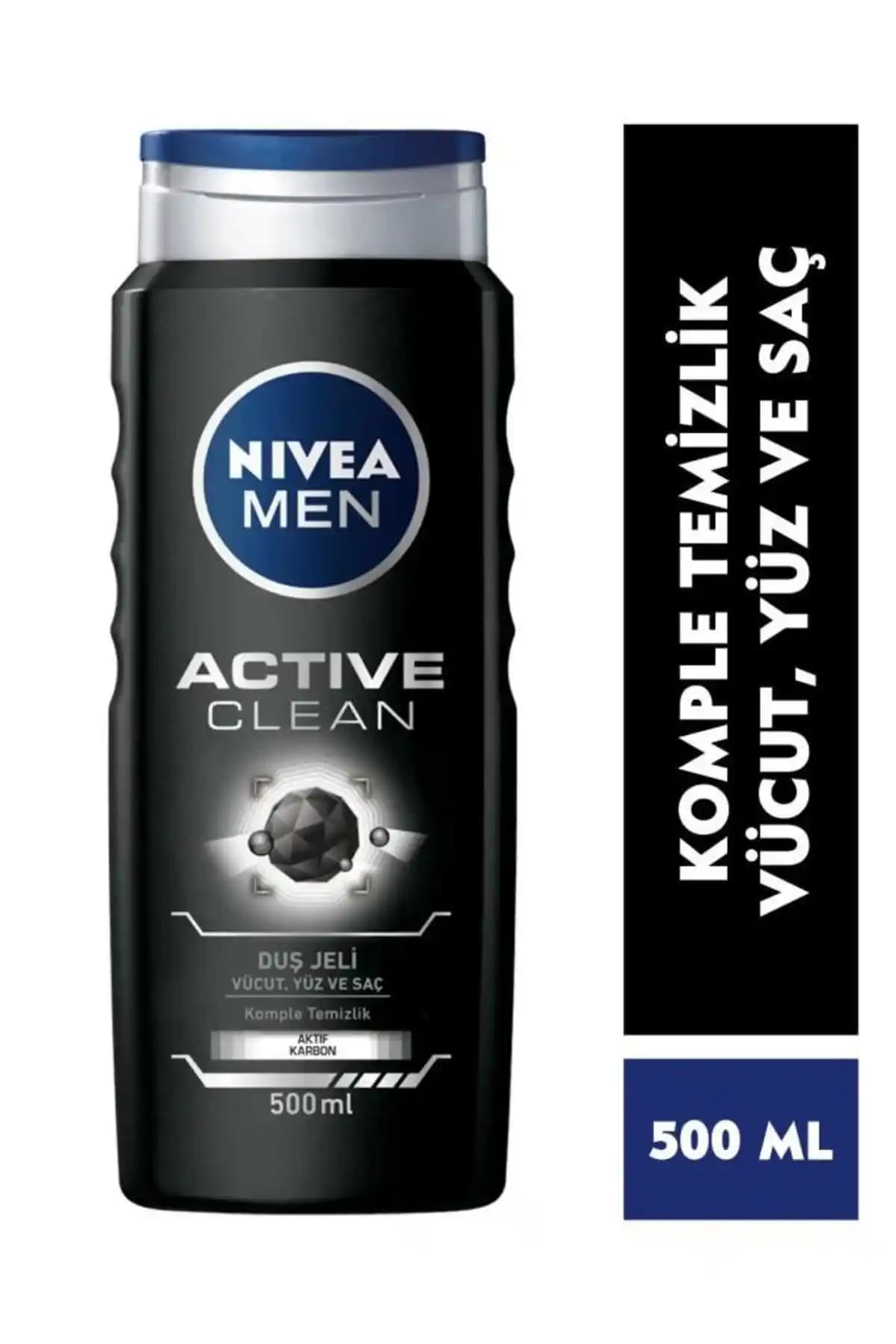 NIVEA Men Active Clean Erkek Duş Jeli 500 ml: Derinlemesine Temizlik ve Ferahlık Sağlar