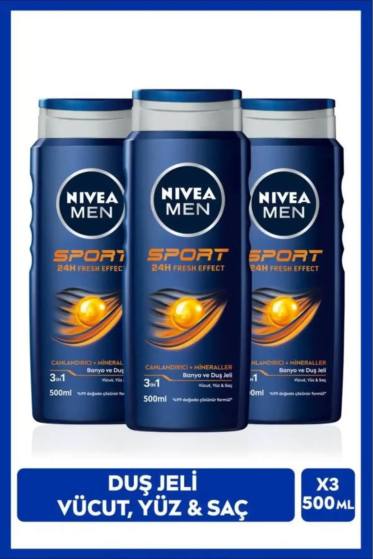 NIVEA Men Spor ve Günlük Kullanım Erkek Canlandırıcı Banyo ve Duş Jeli 500ml