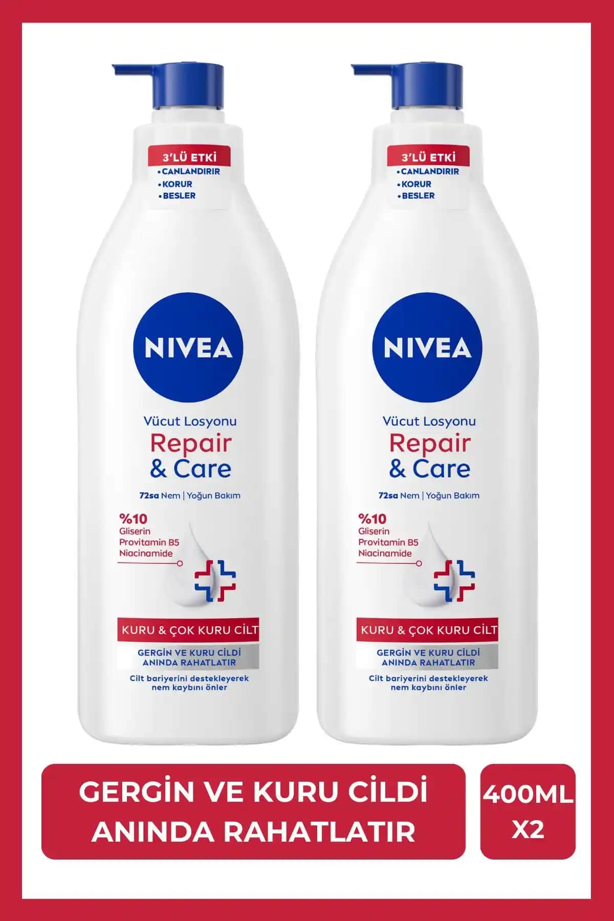 NIVEA Repair&Care Derinlemesine Nemlendirici Vücut Losyonu: Kuru ve Hassas Ciltler İçin Güçlü Bakım