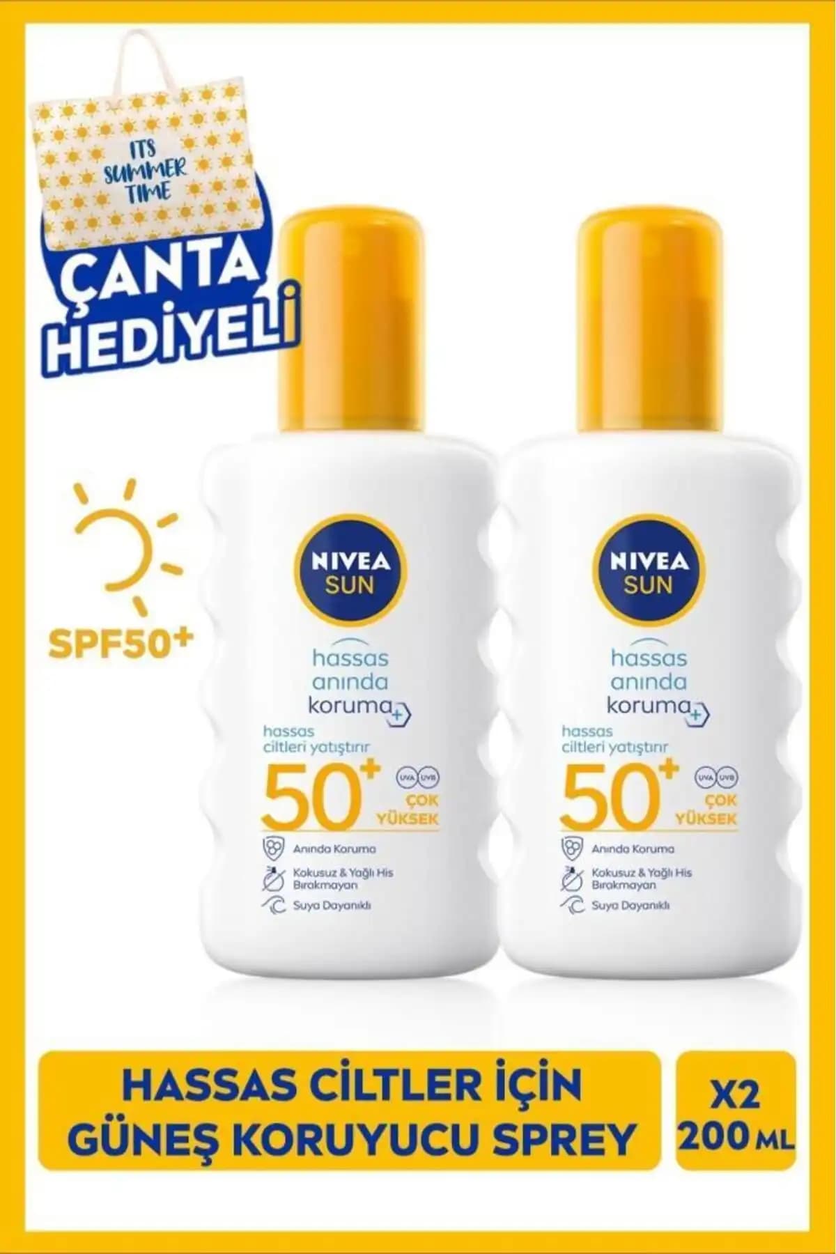 NIVEA Sun Hassas Ciltler İçin Yüksek Güneş Koruyucu Sprey SPF 50+ Güçlü ve Hafif Koruma