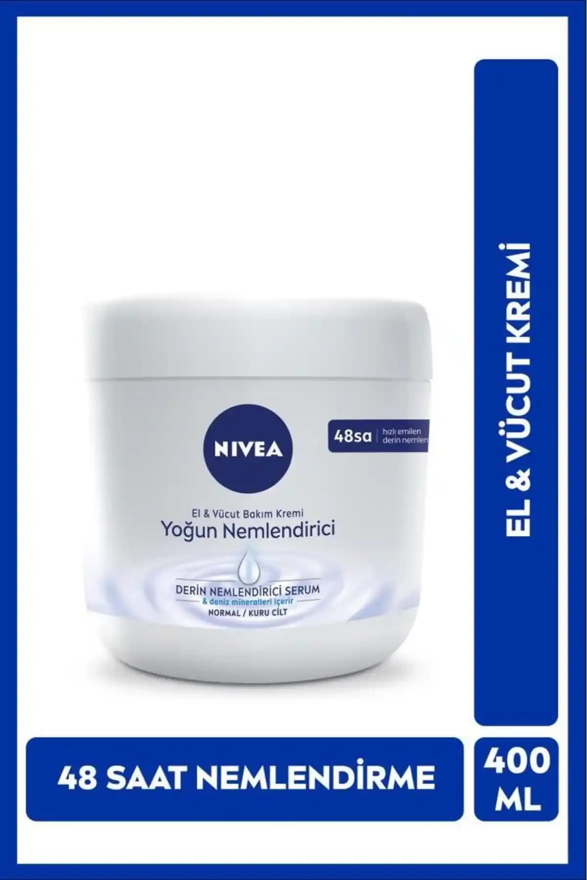 NIVEA Yoğun Nemlendirici El ve Vücut Kremi 400 ml Paraben İçermeyen Formülü ile Günlük Nem Desteği