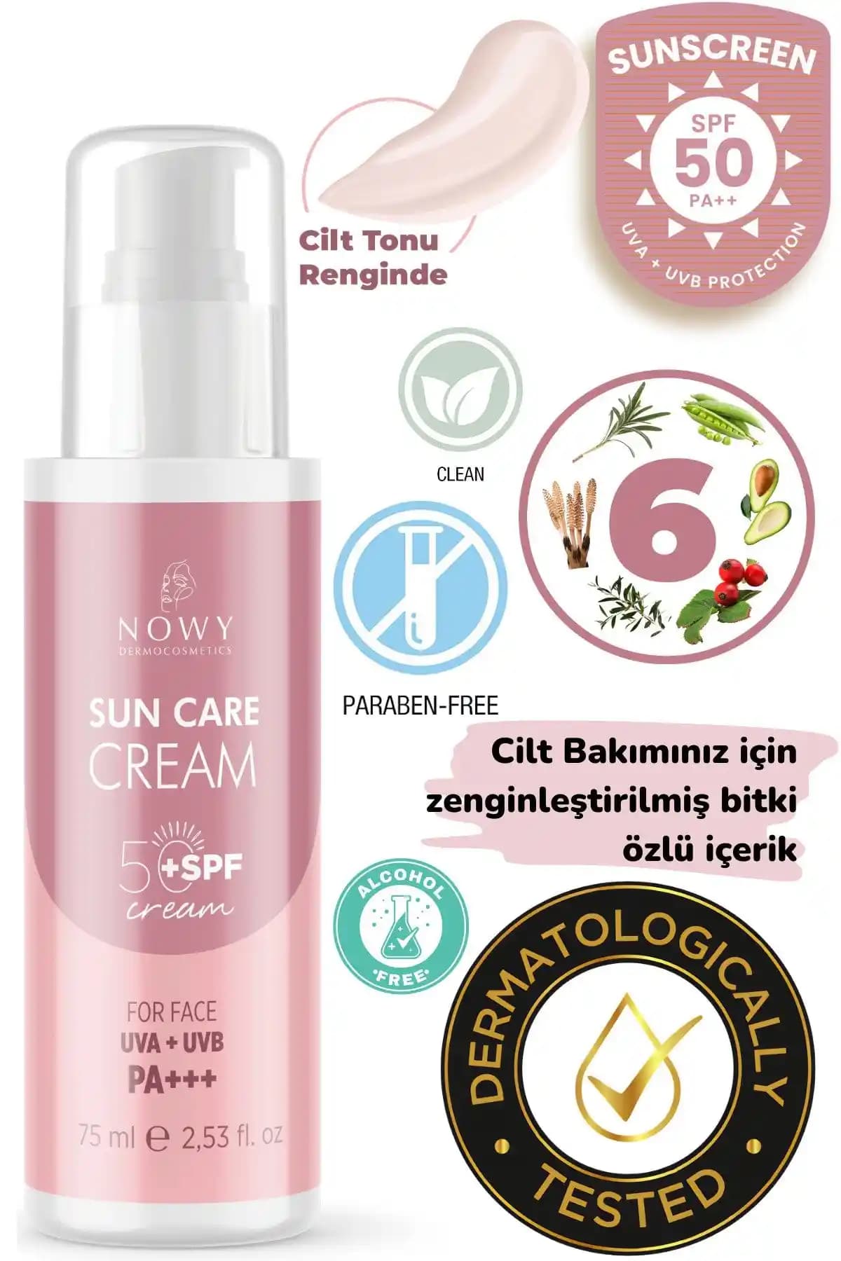 Nowy SPF+50 Uvb-Uva Pink Touch Güneş Koruyucu Kremi Yüksek Koruma ve Doğal İçeriklerle