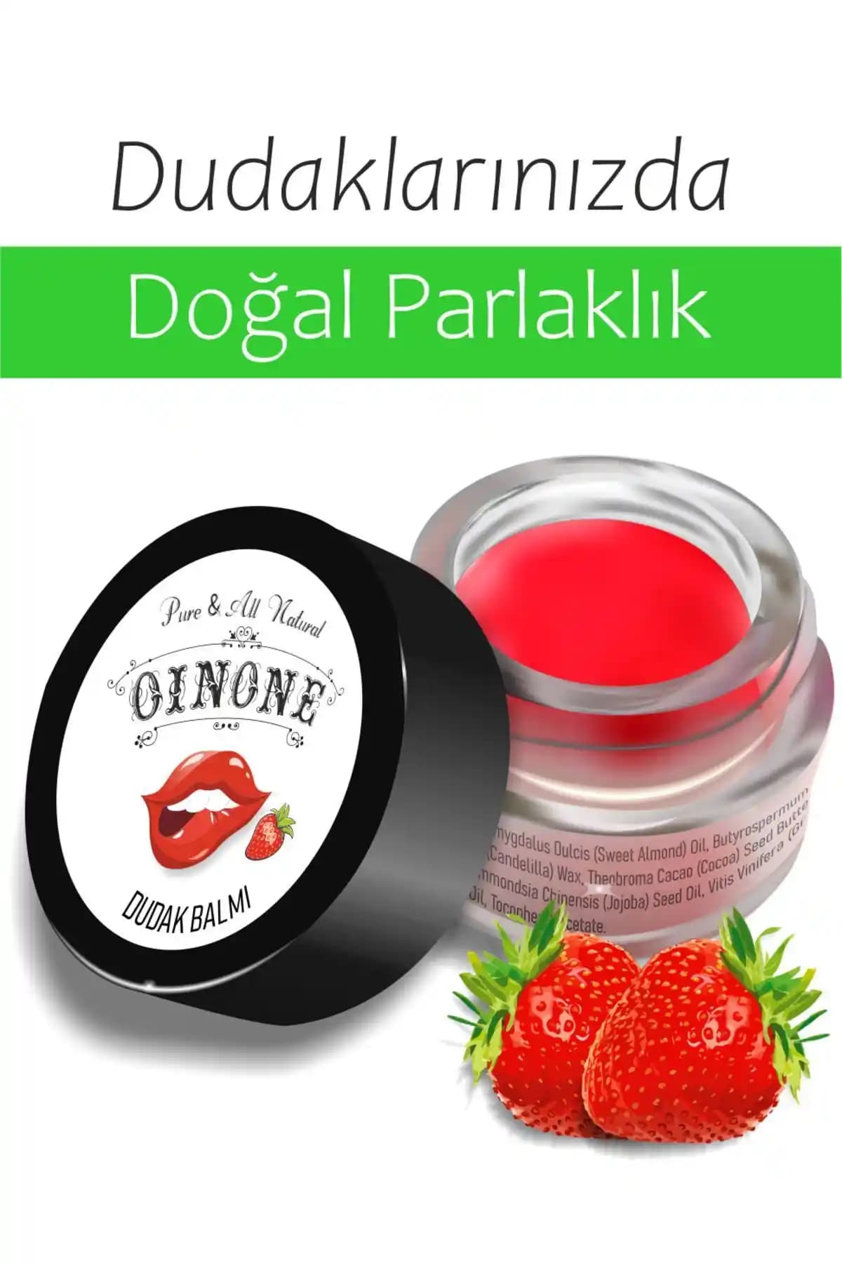 Oinone Çilekli Dudak Bakım Kremi: Doğal ve Vegan Dudak Nemlendirici