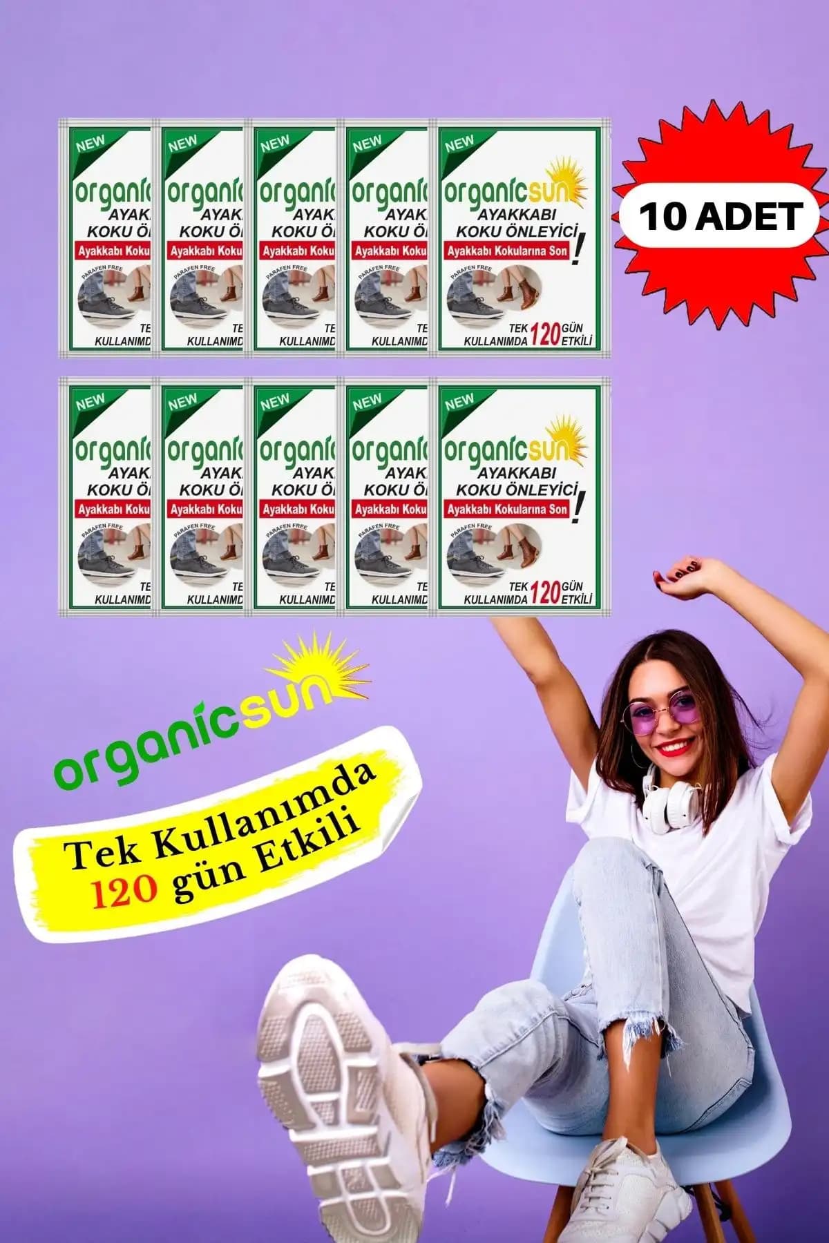 Organicsun 10'lu Ayakkabı Koku Önleyici Toz ile Tazelik ve Hijyen Sağlayın