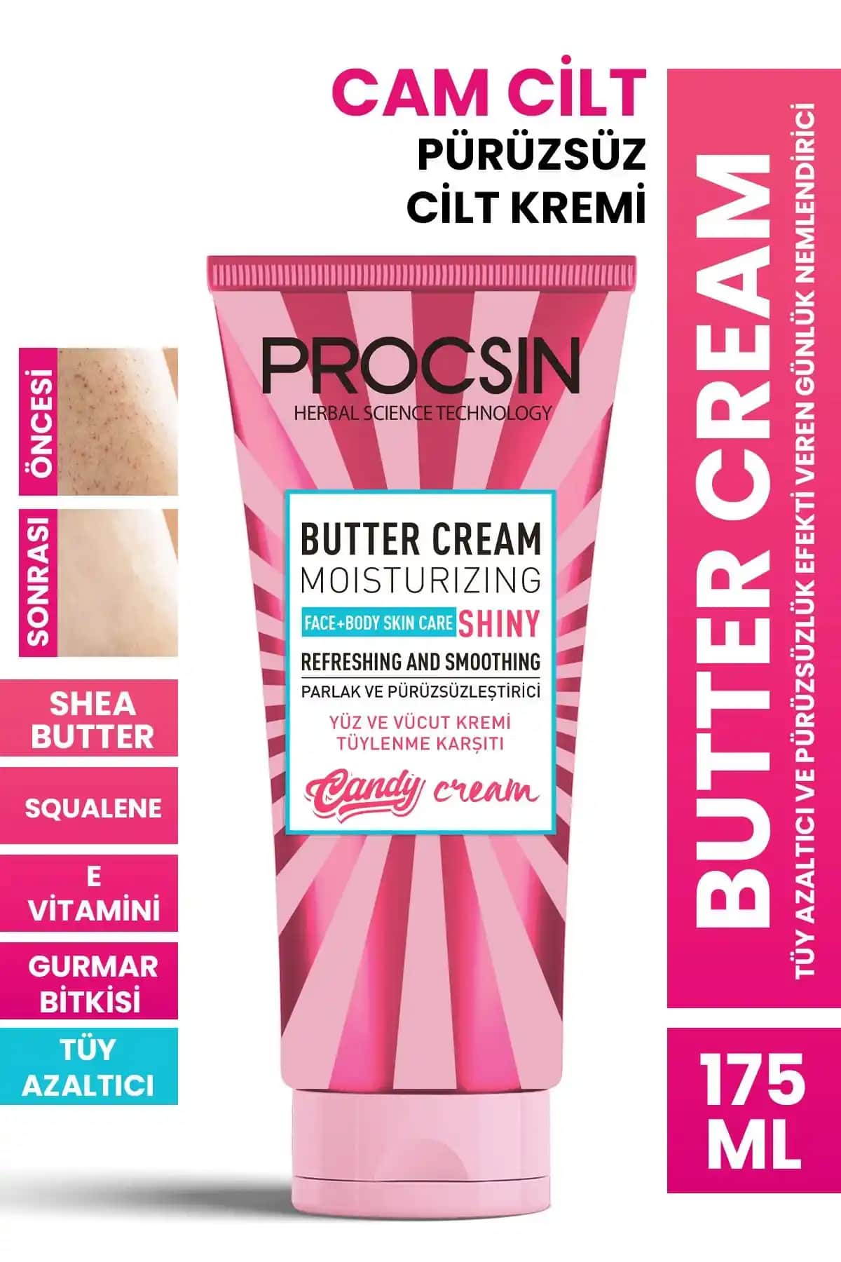 PROCSIN Butter Cream Günlük Nemlendirici ve Tüy İnceltici Krem 175 ml Türkiye Ürünü