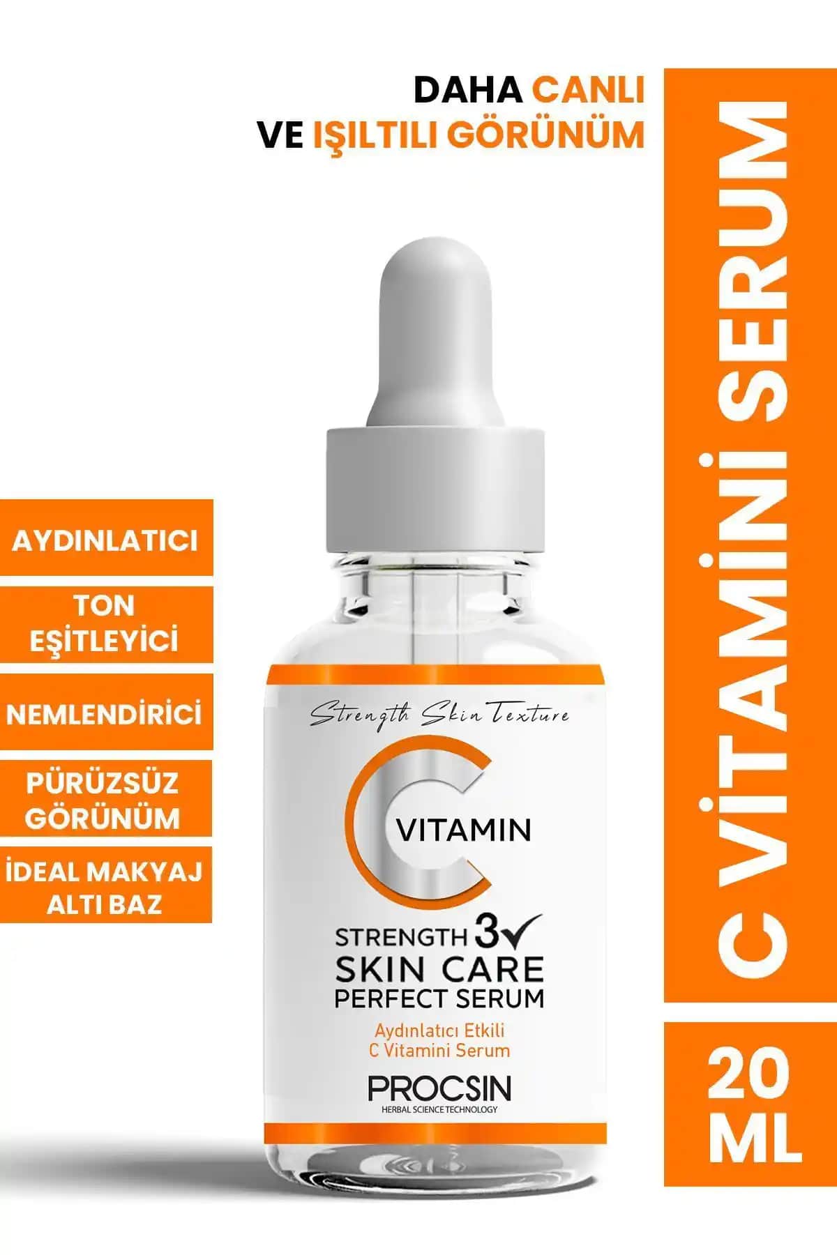PROCSIN C Vitamini Ayınlatıcı ve Ton Eşitleyici Serum 20ml - Gelişmiş Cilt Bakım Ürünü