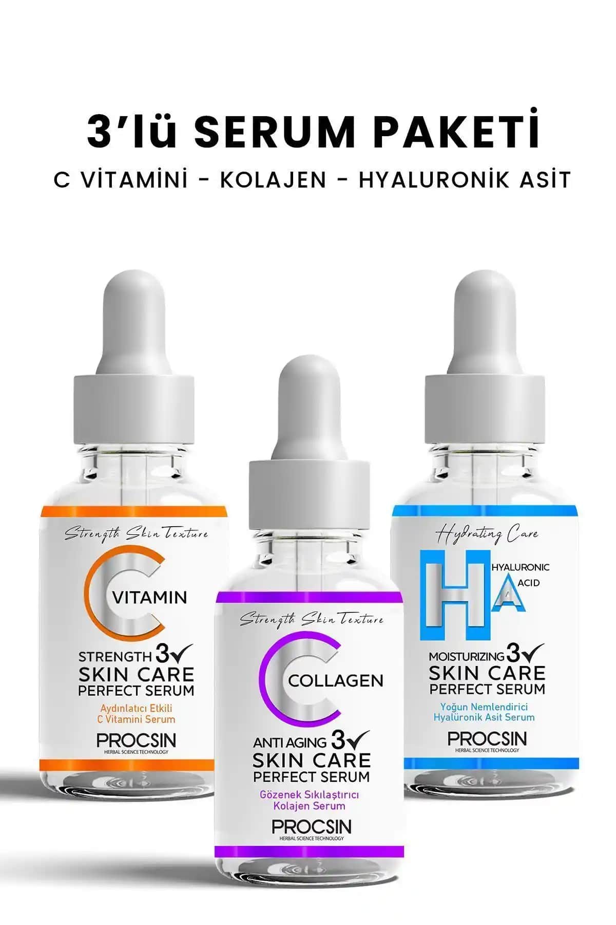 PROCSIN Üçlü Serum Paketi: Cilt Sağlığı ve Parlaklık İçin Etkili Çözüm