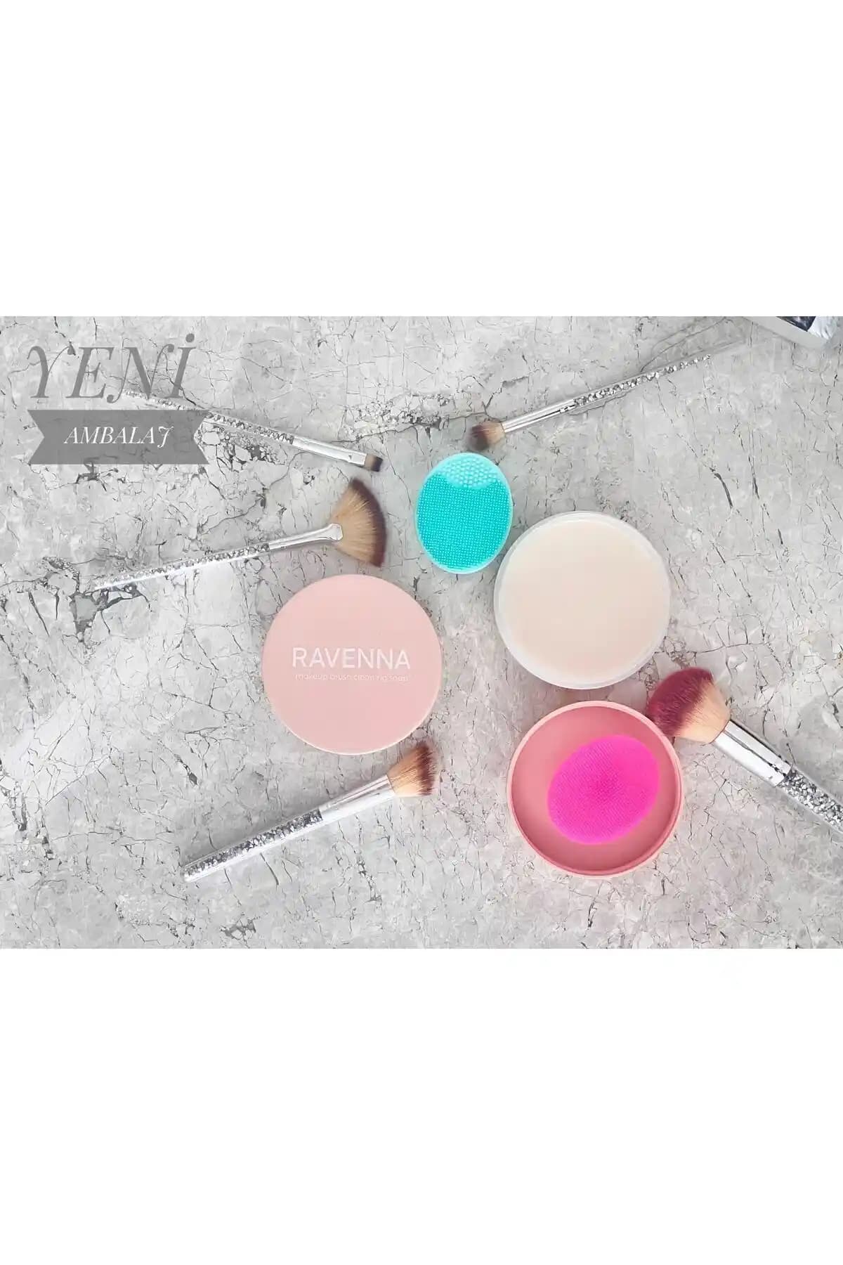 RAVENNA Büyük Boy Doğa Dostu Çift Fazlı Makyaj Fırçası ve Sünger Temizleme Sabunu