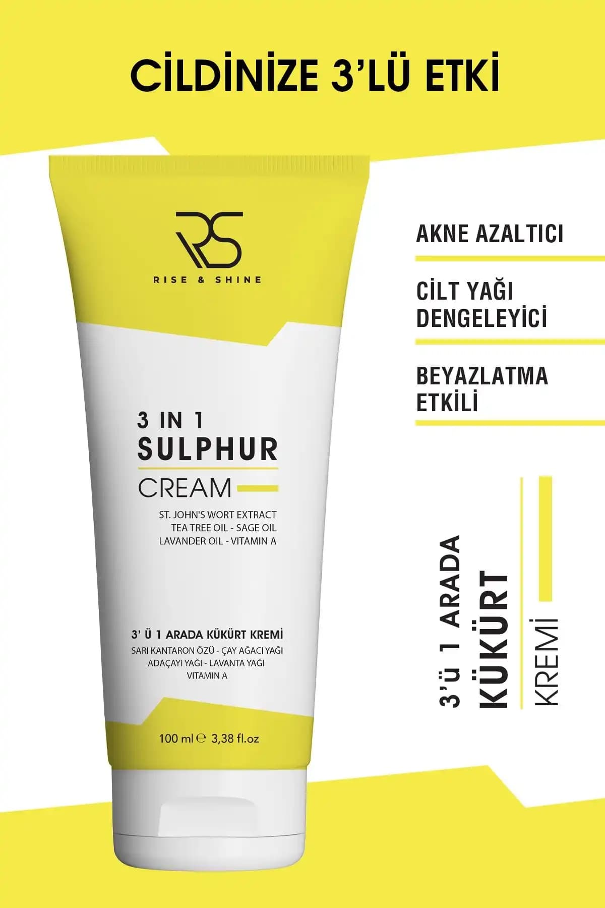 Rise and Shine 3'ü 1 Arada Kükürt Kremi: Akne ve Sivilceyle Mücadelede Etkili Çözüm