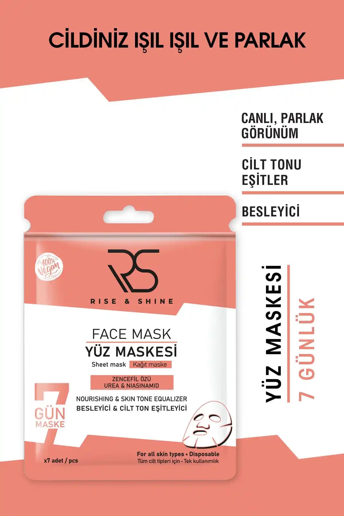 Rise and Shine Kağıt Yüz Maskesi: Doğal İçeriklerle Günlük Cilt Bakımı ve Nem Sağlama