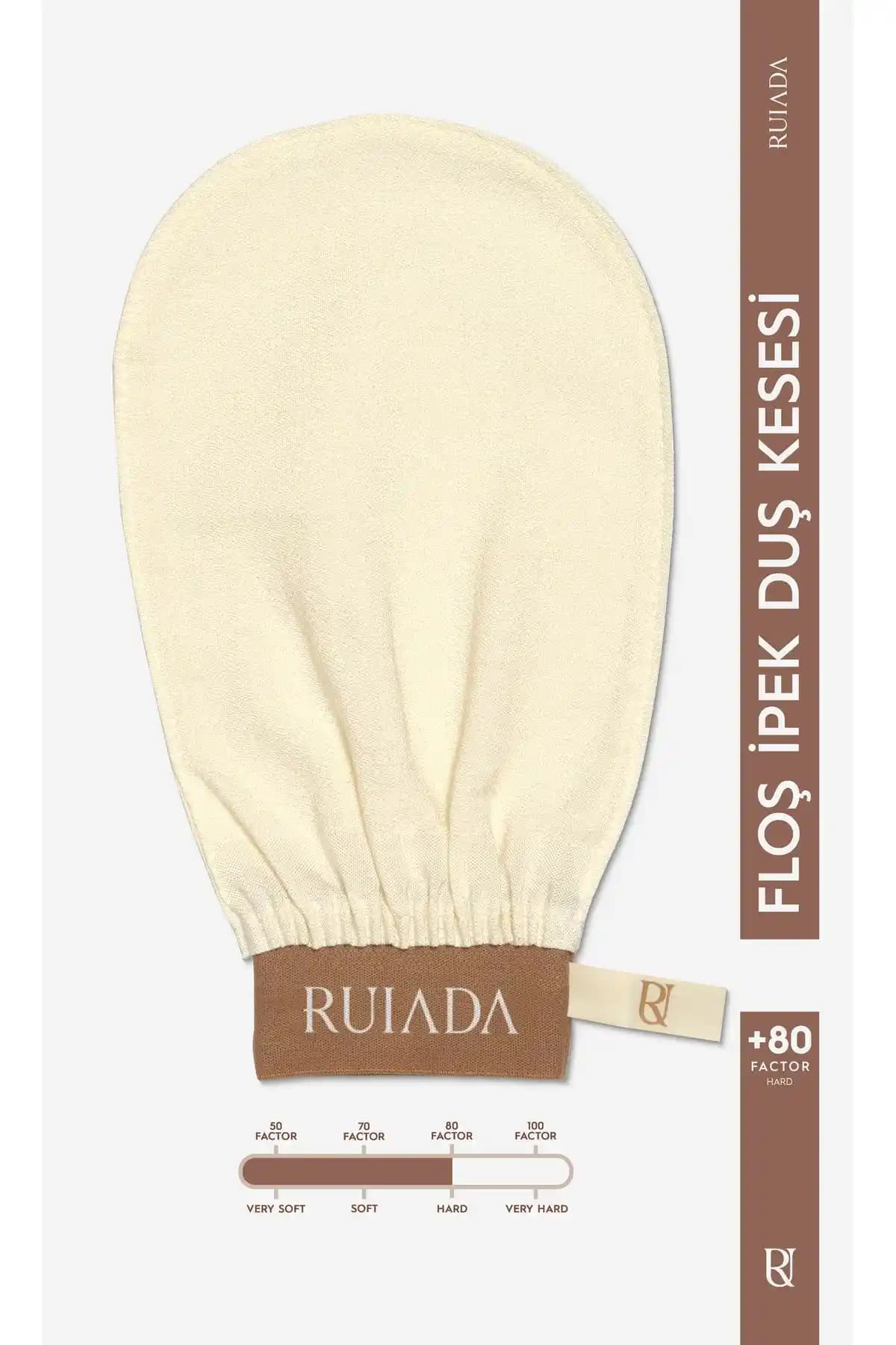 RUIADA 80 Factor Ekru Banyo Duş Kesesi Peeling Eldiveni ile Derinlemesine Temizlik ve Cilt Bakımı