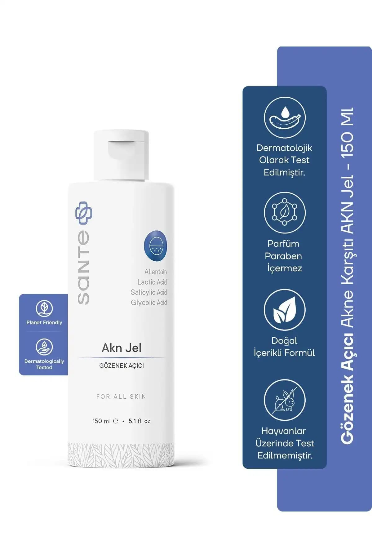 SantePlus Sante Akne ve Yağlı Ciltler İçin Yüz Temizleme Jeli 150 ml