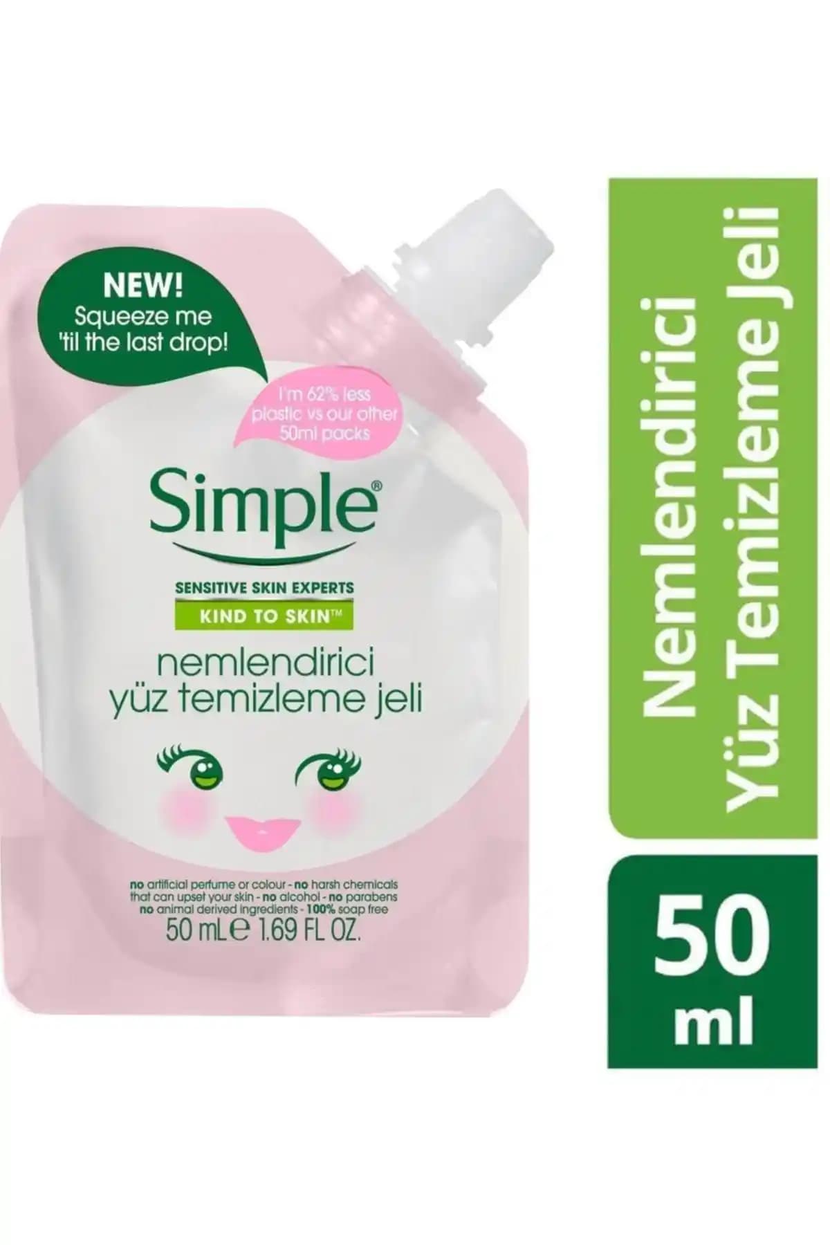 Simple Marka Mini Yüz Temizleme Jeli Hassas ve Kuru Ciltler İçin Derin Temizlik ve Nemlendirme