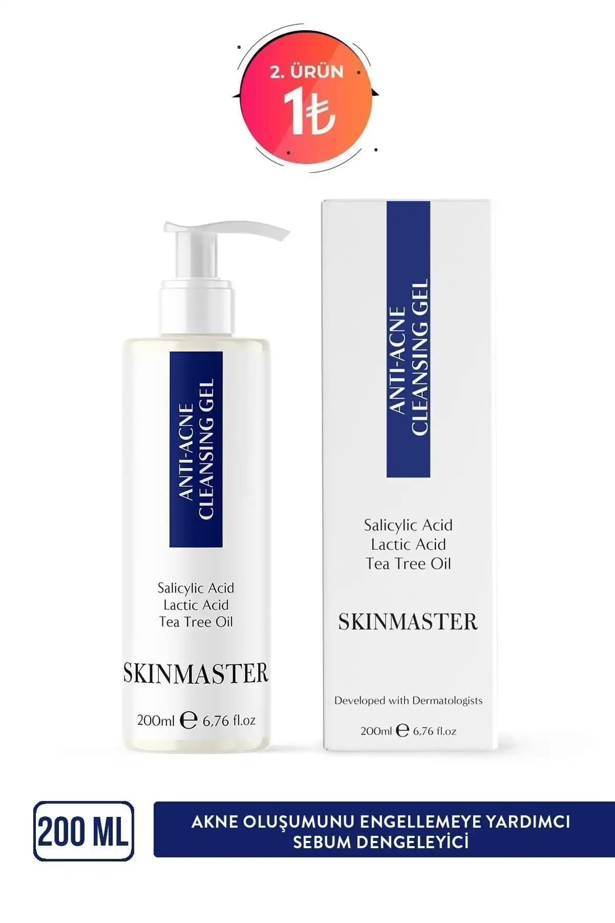 SkinMaster Akne ve Siyah Nokta Karşıtı Sebum Dengeleyici Yüz Temizleme Jeli 200ml