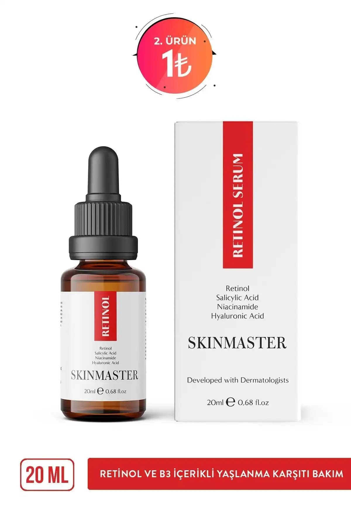 SkinMaster Retinol ve B3 İçerikli Yaşlanma Karşıtı Serum Türkiye Menşeli Cilt Bakım Ürünü