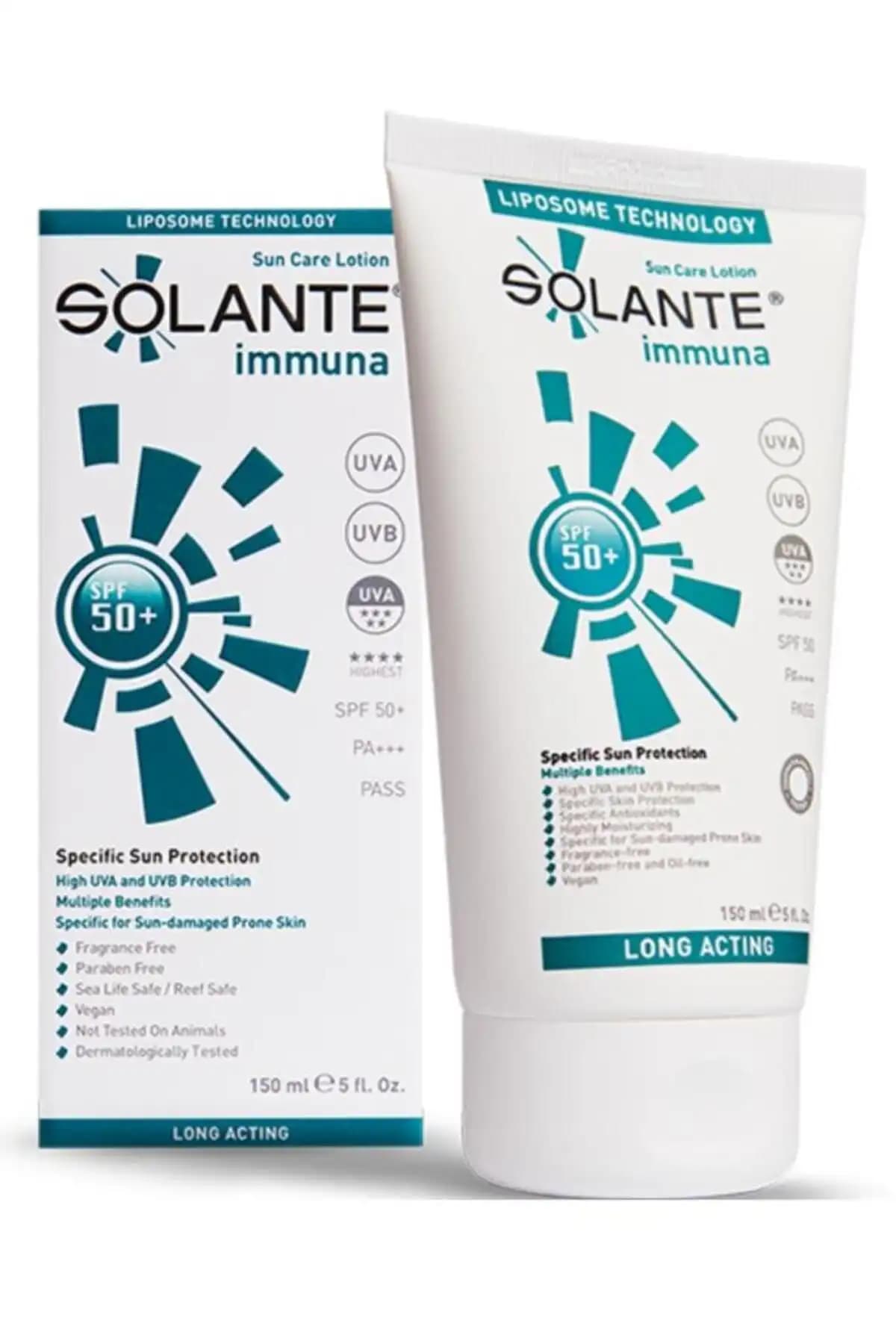 Solante Immuna SPF50 Güneş Koruyucu Losyon Hassas ve Vegan Ciltler İçin Uygun