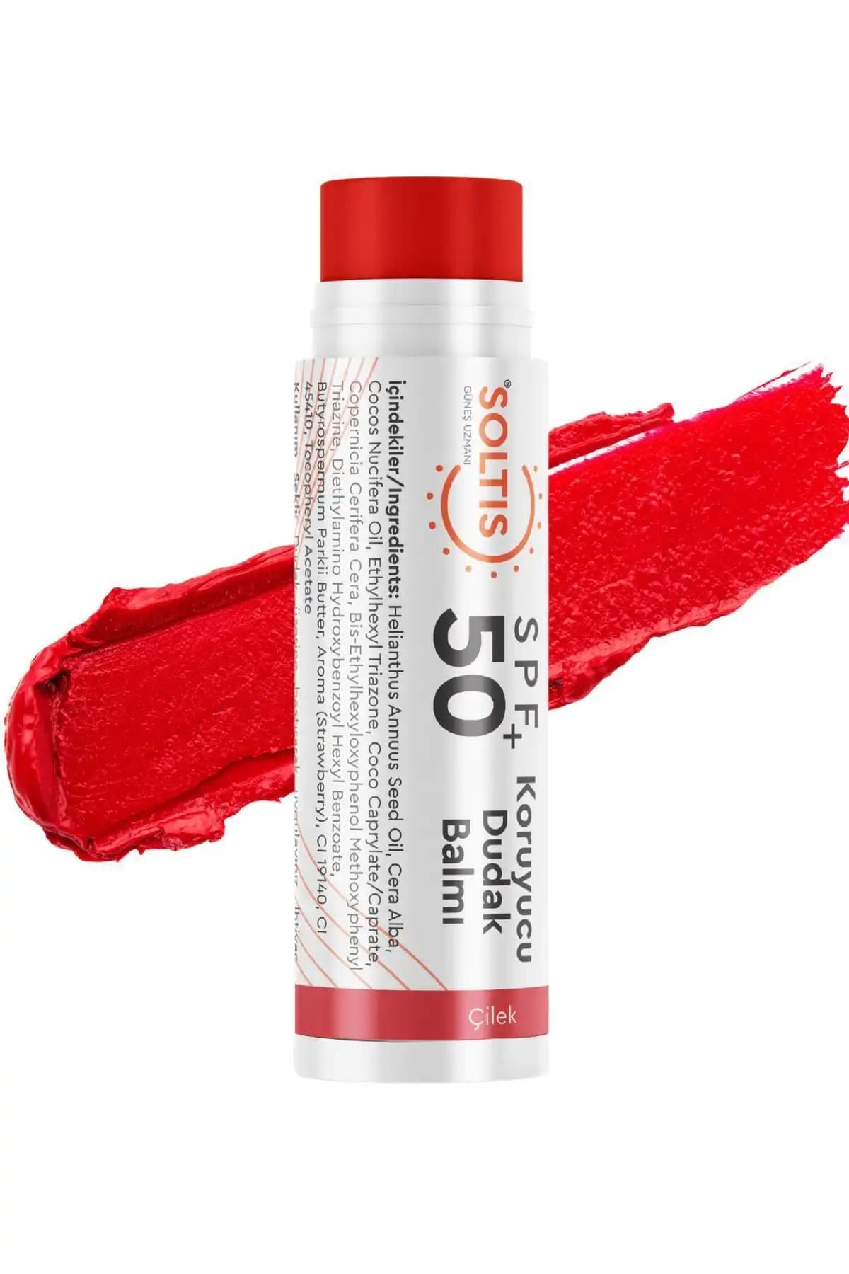 Soltis Renkli Dudak Nemlendiricisi SPF50+ Çilek: Güneş Koruması ve Nemlendirme Özelliği ile Günlük Kullanım
