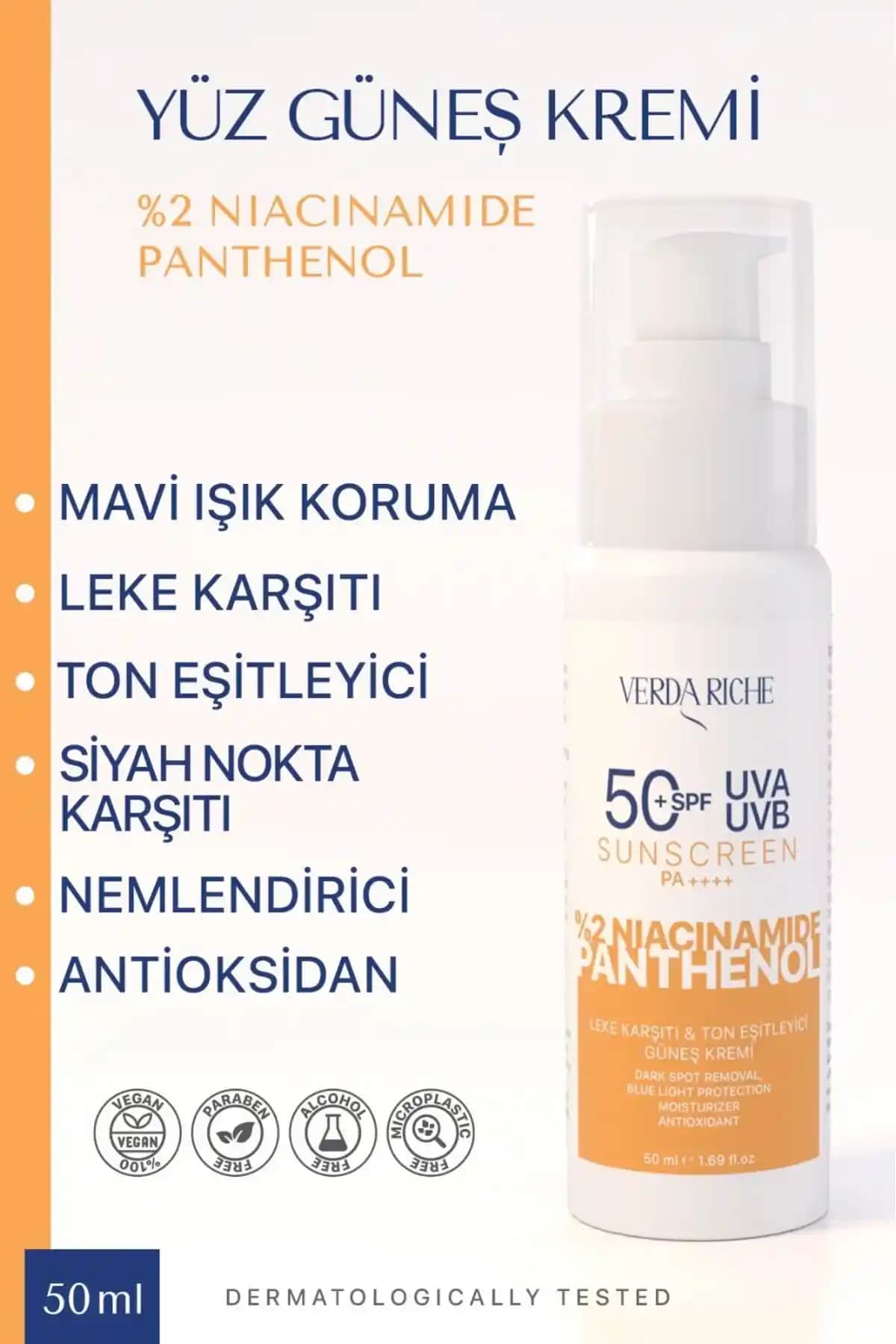 Verda Riche Yüksek Koruma SPF 50+ Güneş Kremi ile Cilt Sağlığınızı Koruyun ve Tonunu Eşitleyin