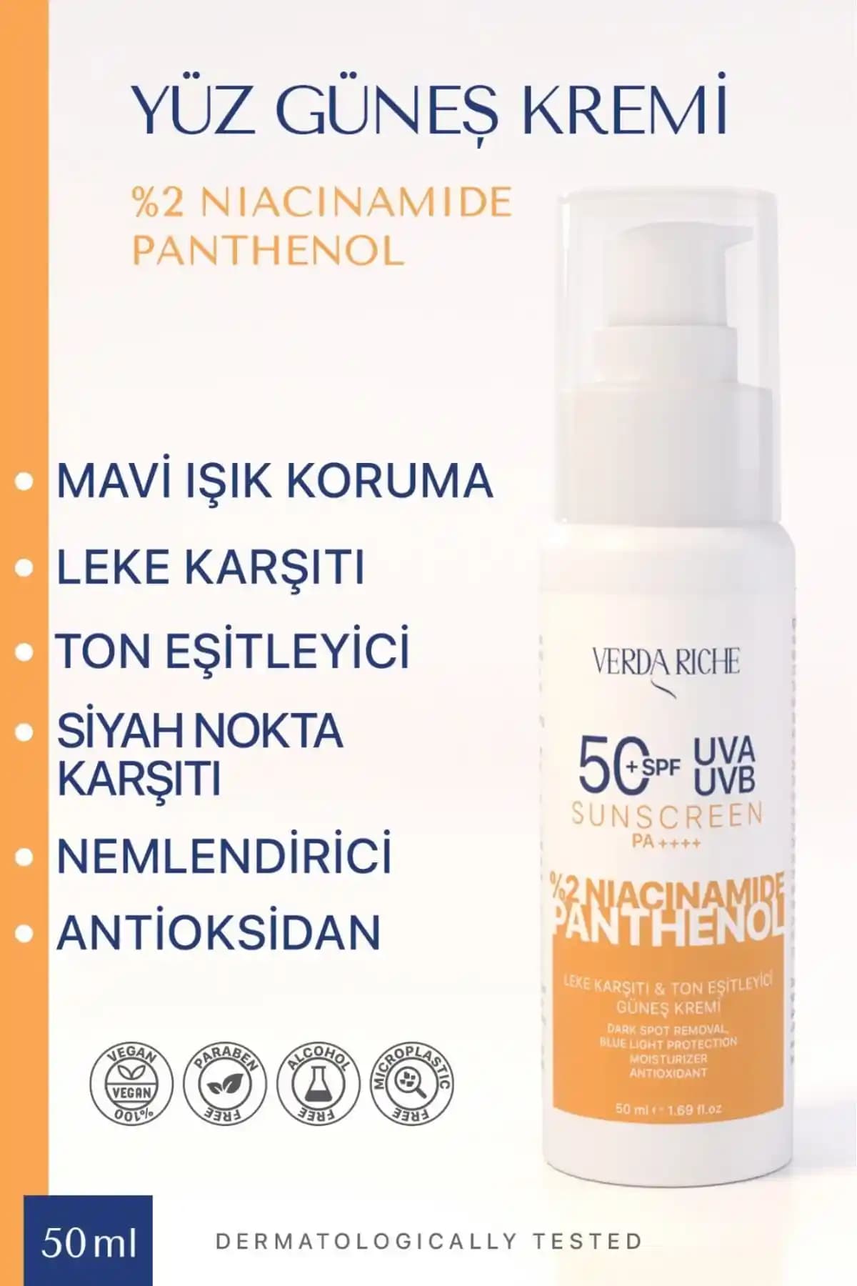 Verda Riche Yüksek Koruma SPF 50+ Güneş Kremi ile Cilt Sağlığınızı Koruyun ve Tonunu Eşitleyin