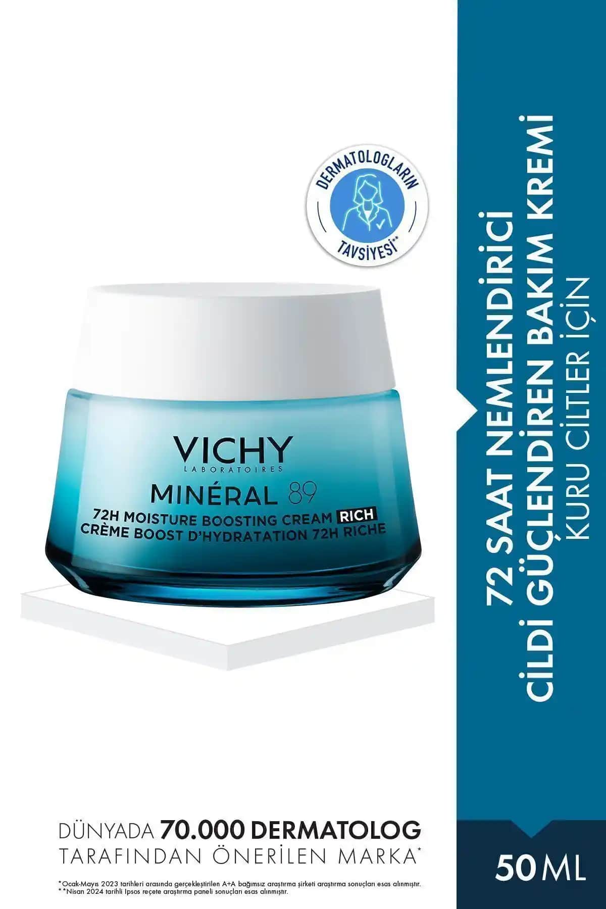 Vichy Mineral 89 Nemlendirici Krem: Hassas ve kuru ciltler için etkili bakım ürünü