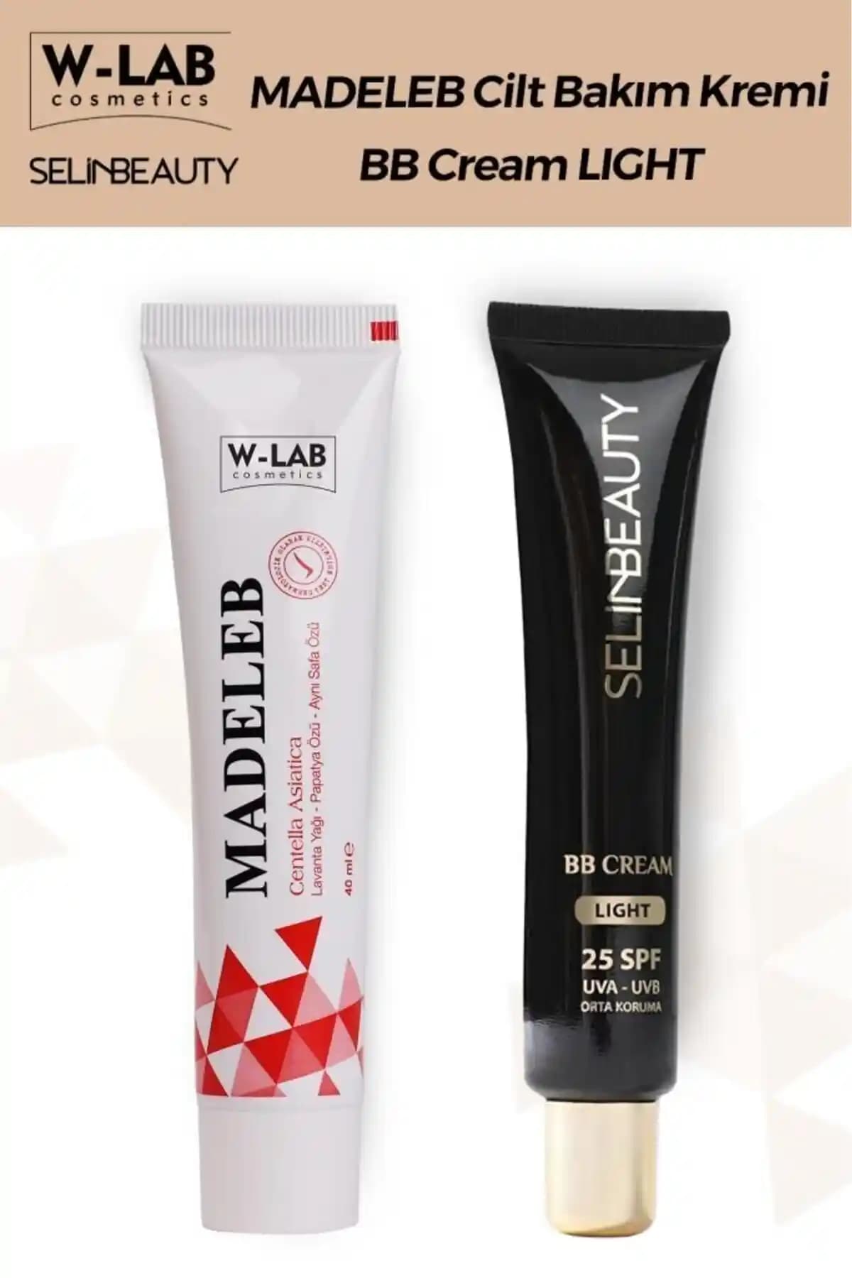 W-Lab Kozmetik Madeleb Krem ve Selin Beauty BB Krem SPF25 Light Seti Cilt Bakımında Yenilikçi Çözüm