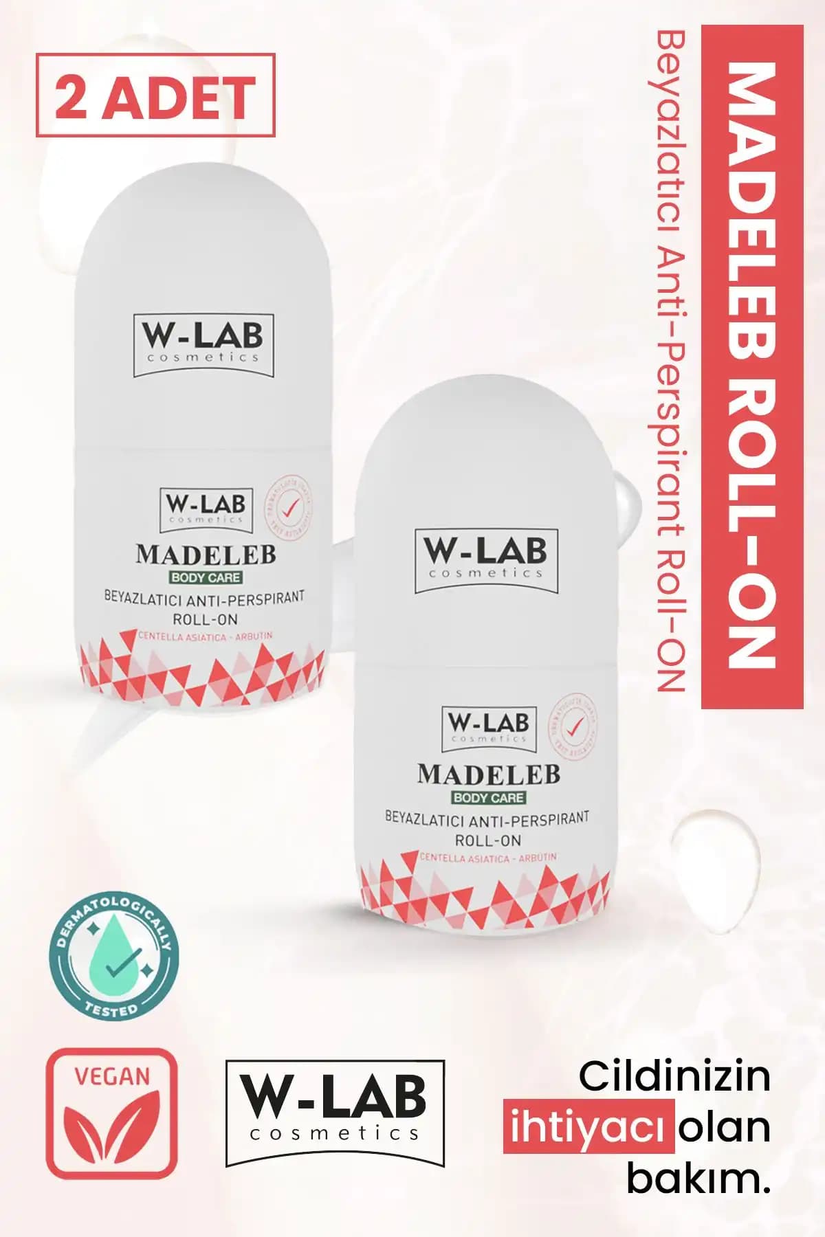 W-Lab Kozmetik Madeleb Roll On 50 ml 2'li Set Ter ve Koku Önleyici Güçlü Çözüm