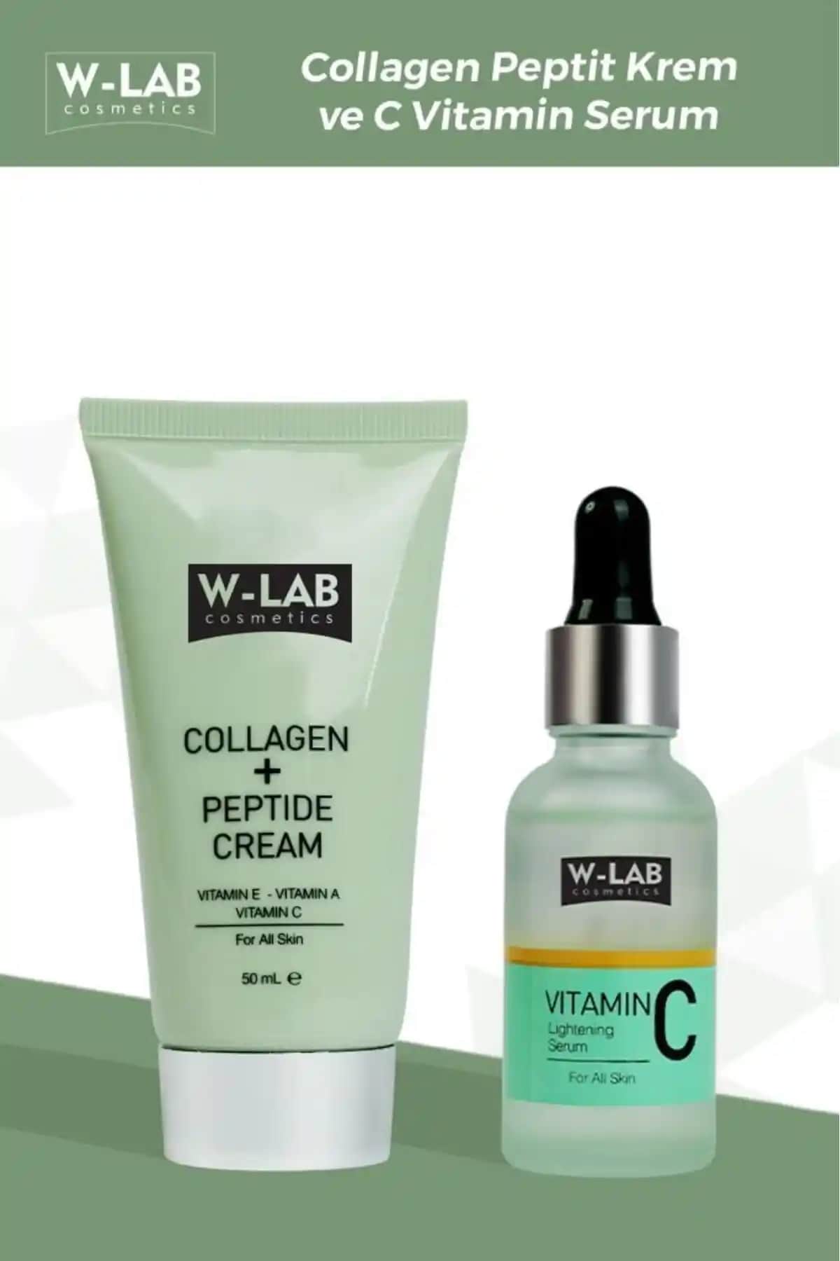 W-Lab Kozmetik Vitamin C Serumu ve Collagen Peptid Krem Seti Güvenilir Cilt Bakımı Çözümü