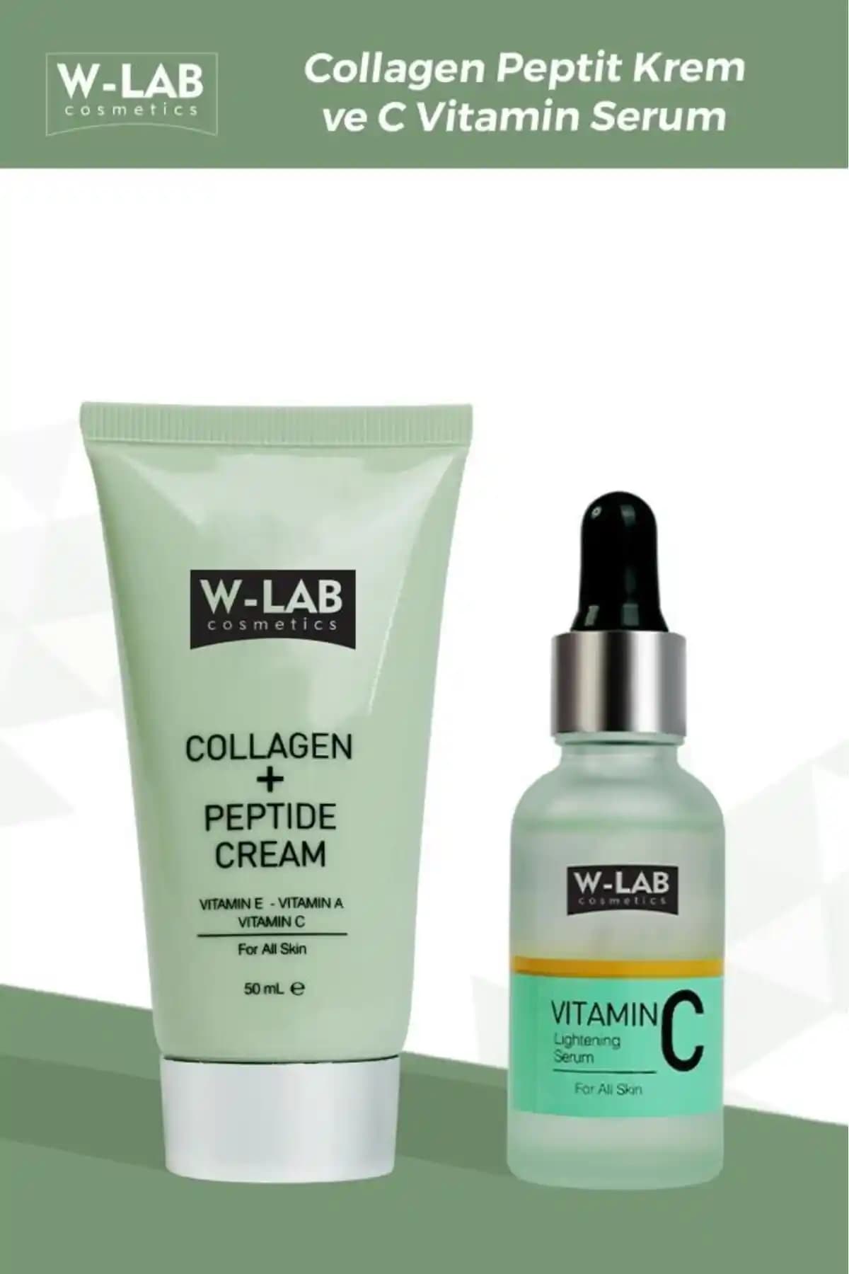 W-Lab Kozmetik Vitamin C Serumu ve Collagen Peptid Krem Seti Güvenilir Cilt Bakımı Çözümü